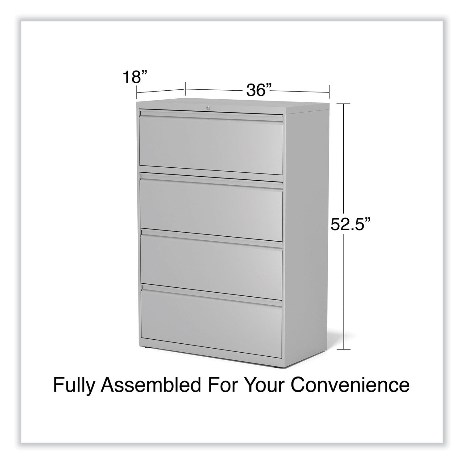 Alera® Lateral File, 4 Legal/Letter-Size File Drawers, Light Gray, 36" x 18.63" x 52.5"