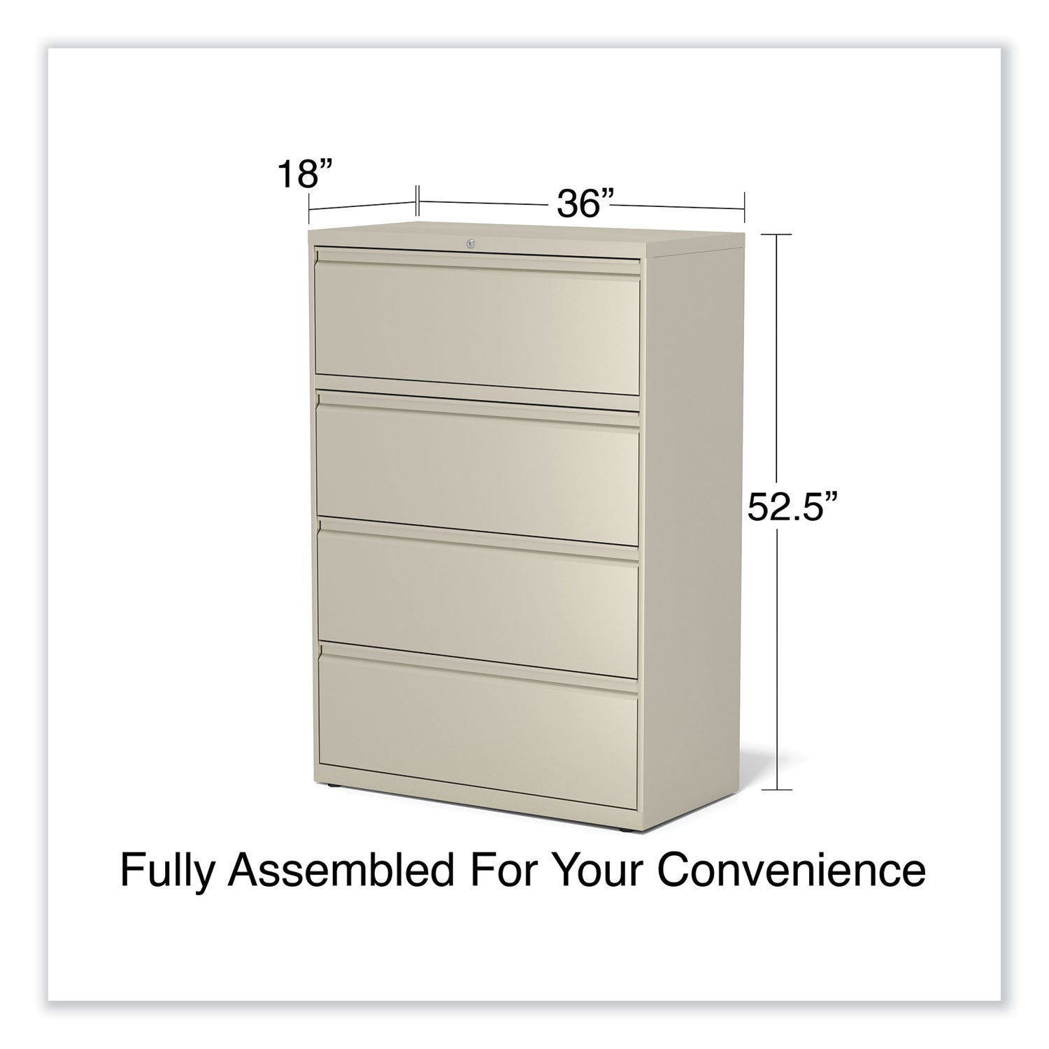 Alera® Lateral File, 4 Legal/Letter-Size File Drawers, Putty, 36" x 18.63" x 52.5"