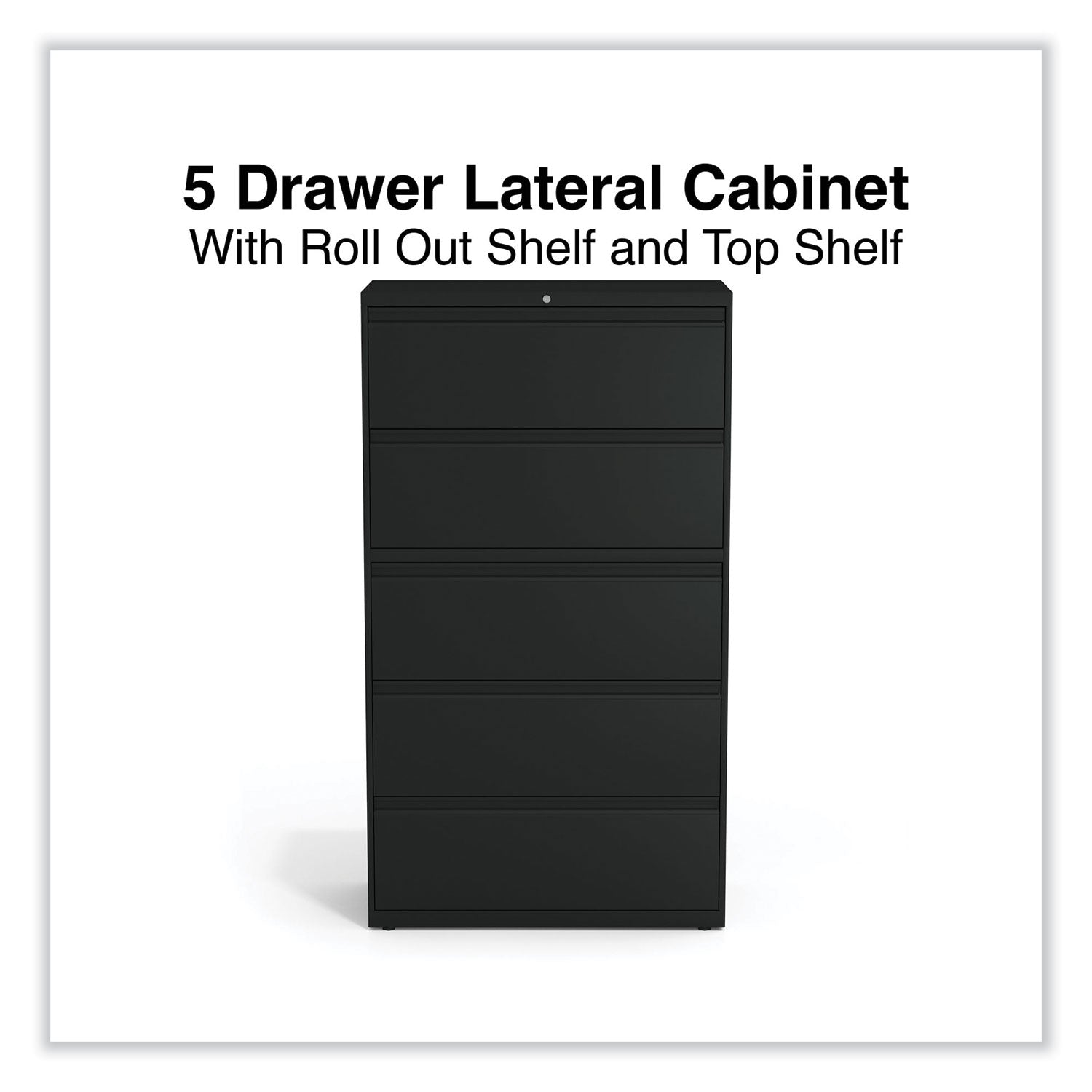 Alera® Lateral File, 5 Legal/Letter/A4/A5-Size File Drawers, Black, 36" x 18.63" x 67.63"