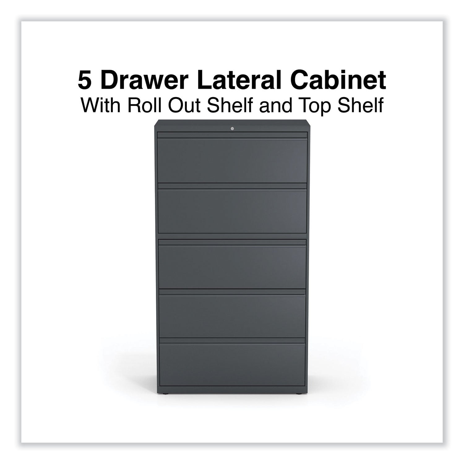 Alera® Lateral File, 5 Legal/Letter/A4/A5-Size File Drawers, Charcoal, 36" x 18.63" x 67.63"