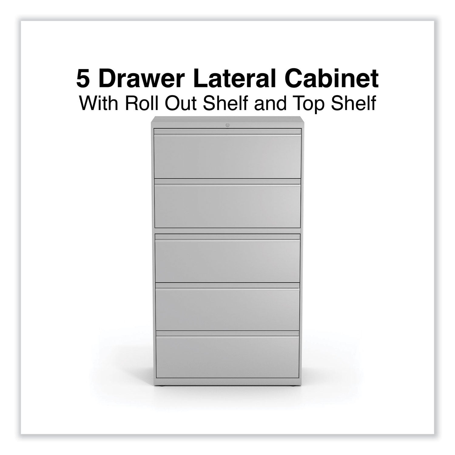 Alera® Lateral File, 5 Legal/Letter/A4/A5-Size File Drawers, Light Gray, 36" x 18.63" x 67.63"