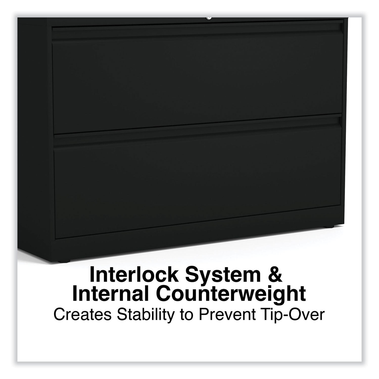 Lateral File, 2 Legal/Letter-Size File Drawers, Black, 42" x 18.63" x 28"