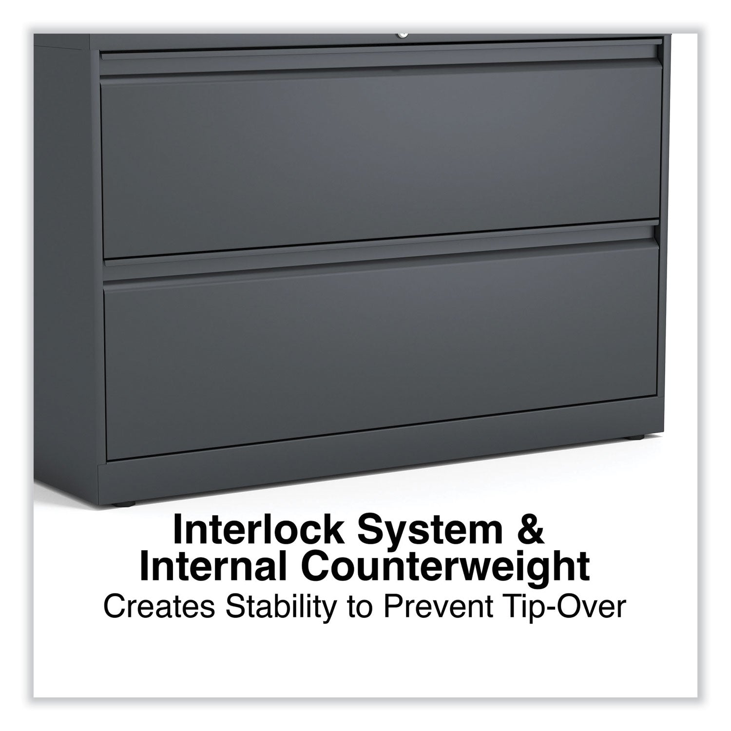 Alera® Lateral File, 2 Legal/Letter-Size File Drawers, Charcoal, 42" x 18.63" x 28"