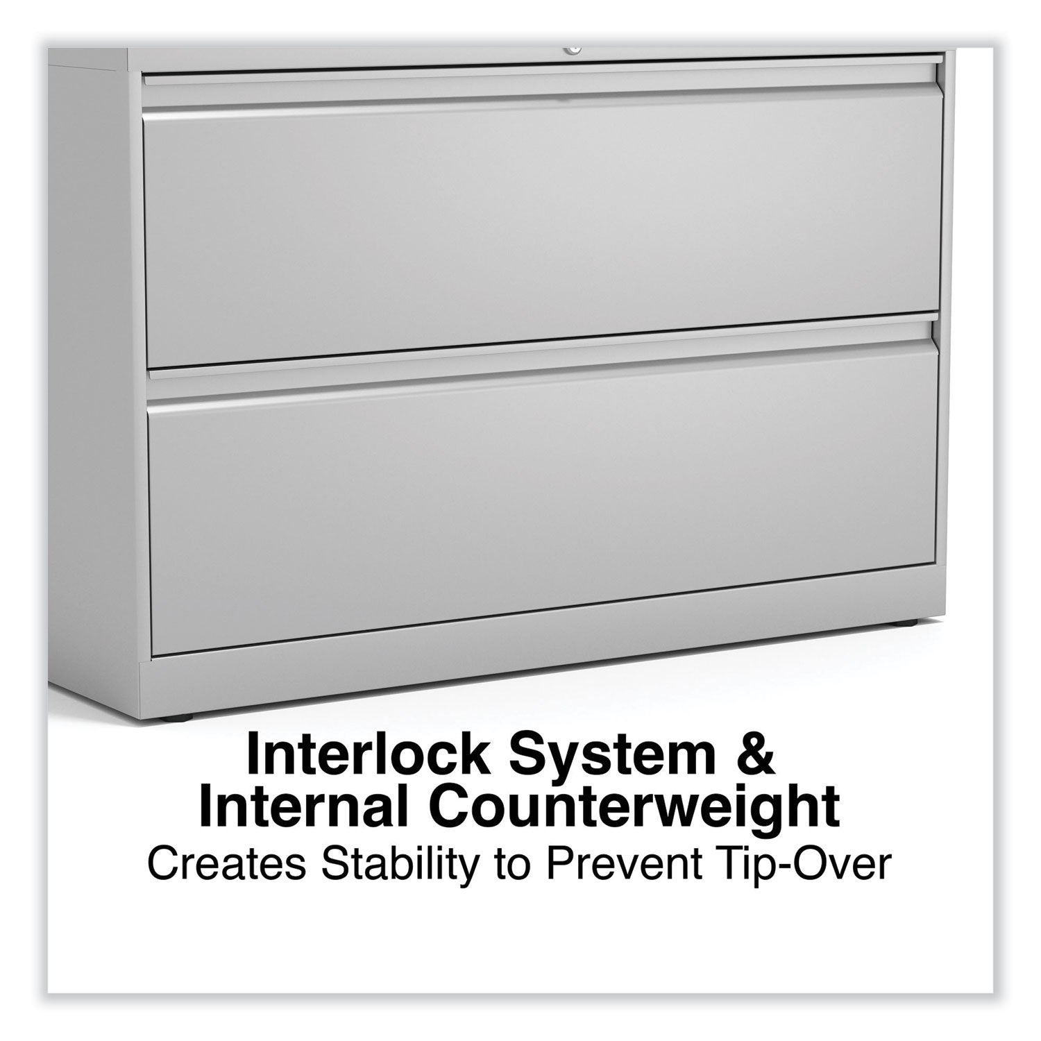 Alera® Lateral File, 2 Legal/Letter-Size File Drawers, Light Gray, 42" x 18.63" x 28"