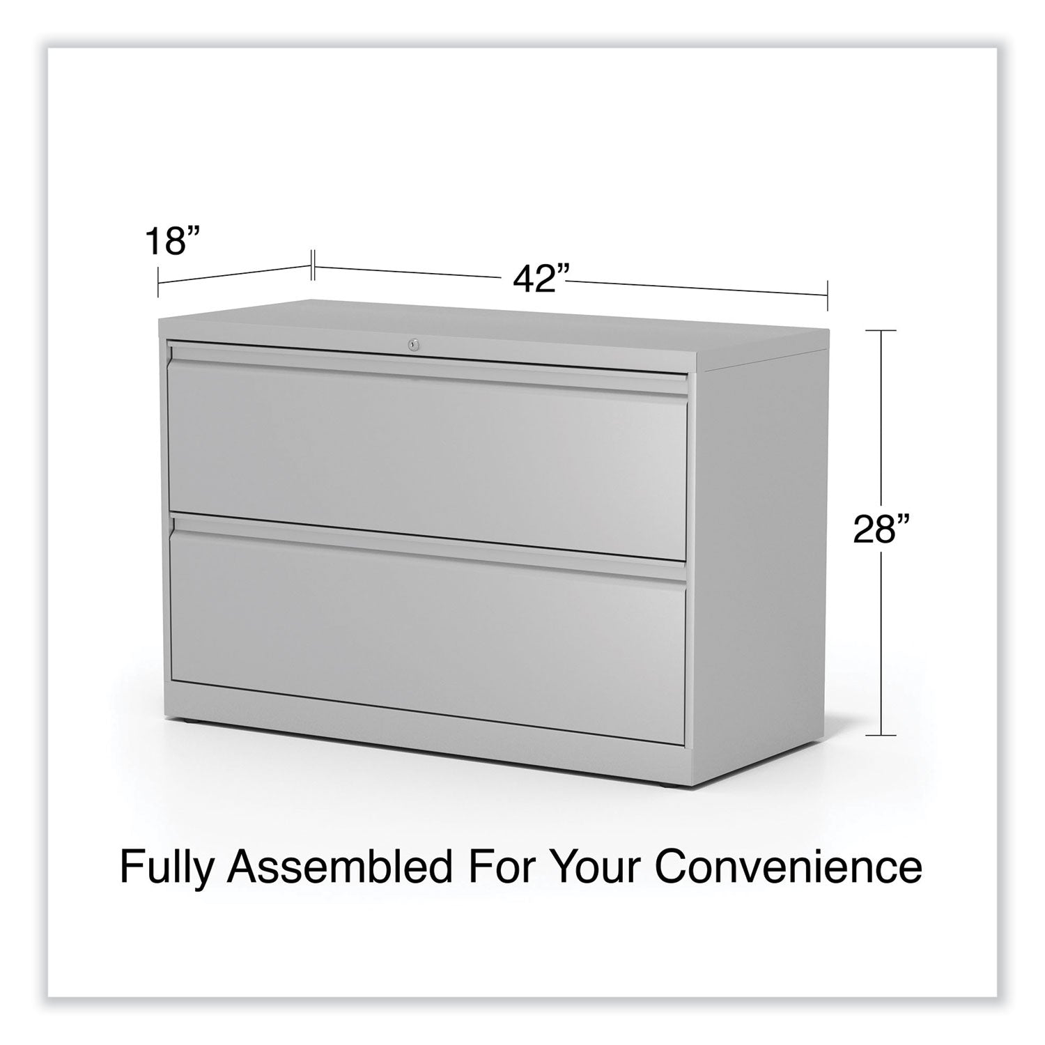 Alera® Lateral File, 2 Legal/Letter-Size File Drawers, Light Gray, 42" x 18.63" x 28"