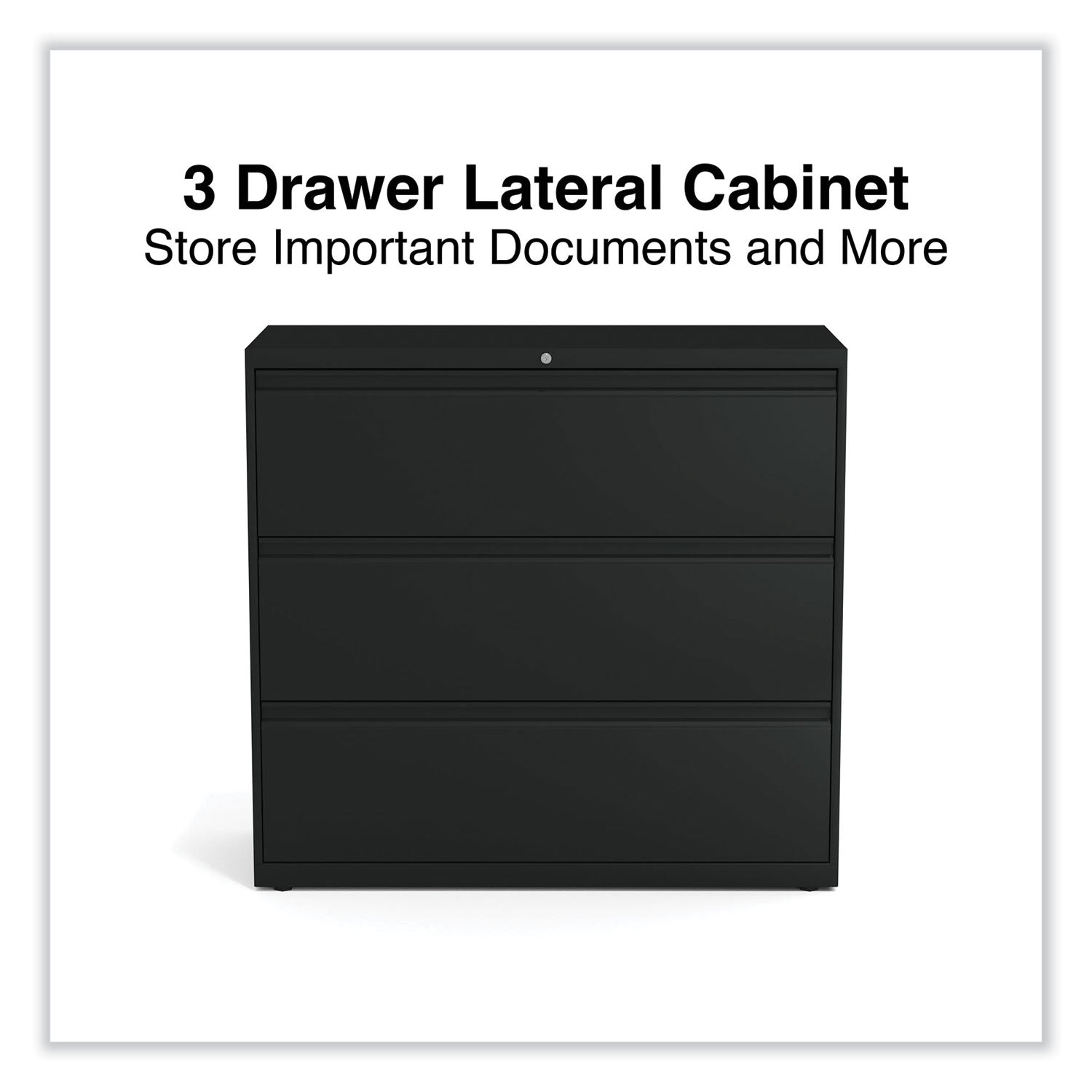 Alera® Lateral File, 3 Legal/Letter/A4/A5-Size File Drawers, Black, 42" x 18.63" x 40.25"