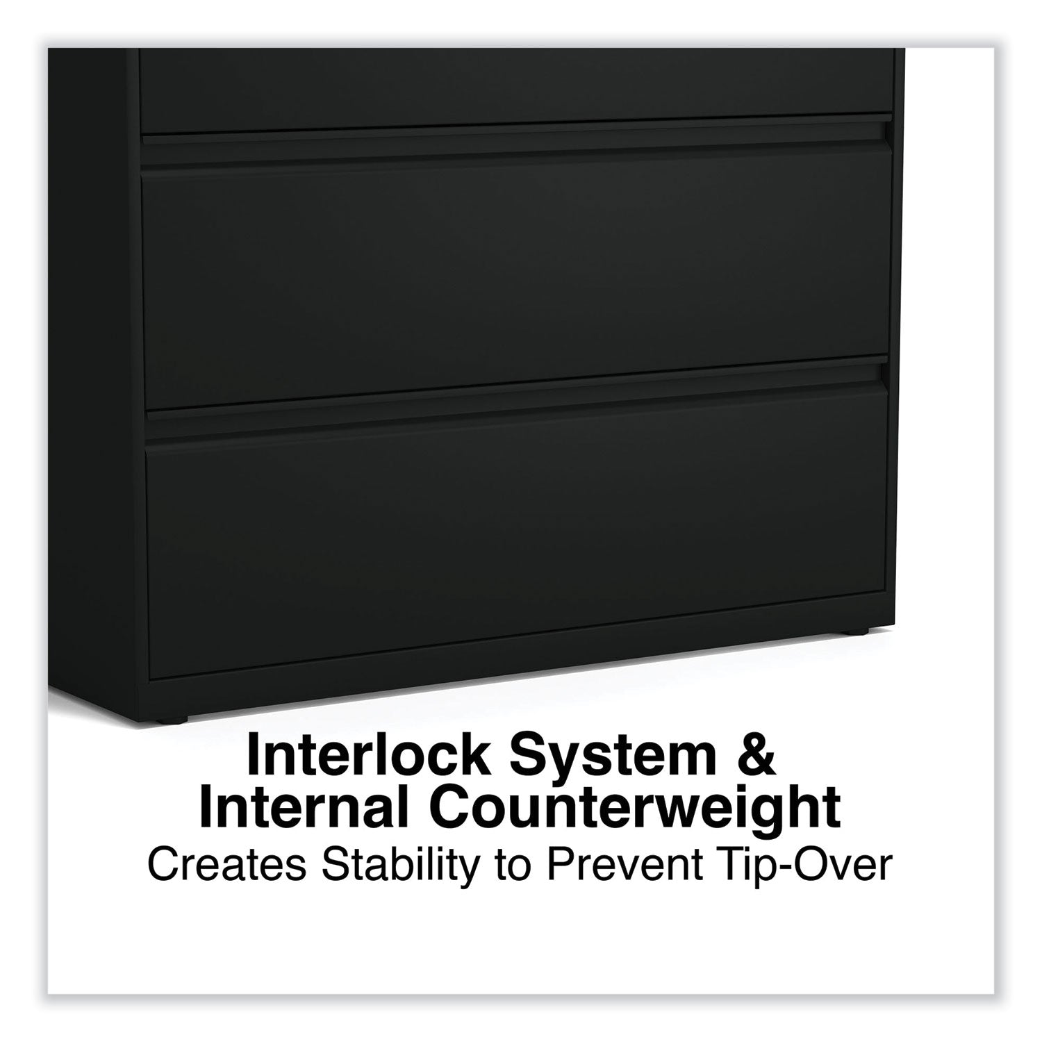 Alera® Lateral File, 3 Legal/Letter/A4/A5-Size File Drawers, Black, 42" x 18.63" x 40.25"