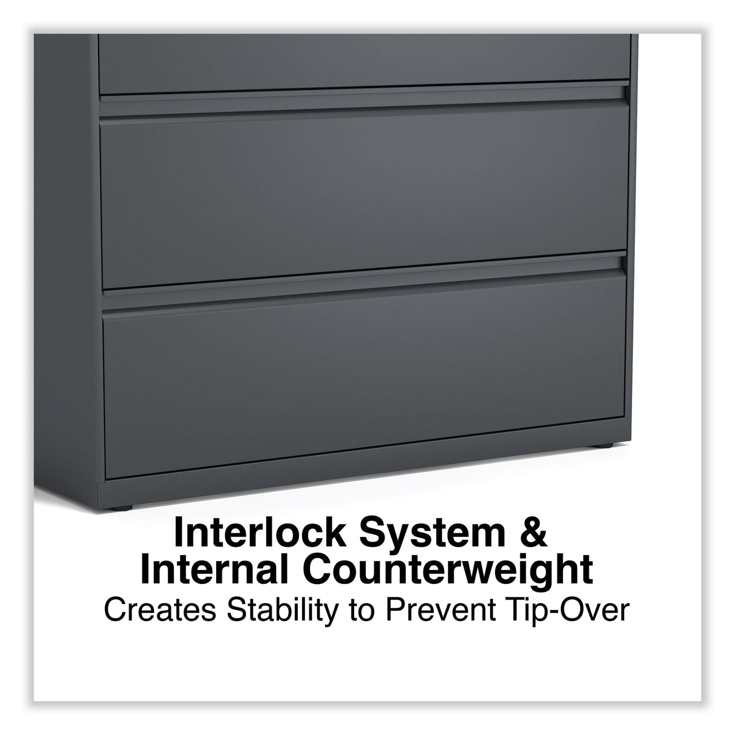 Lateral File, 3 Legal/Letter/A4/A5-Size File Drawers, Charcoal, 42" x 18.63" x 40.25"