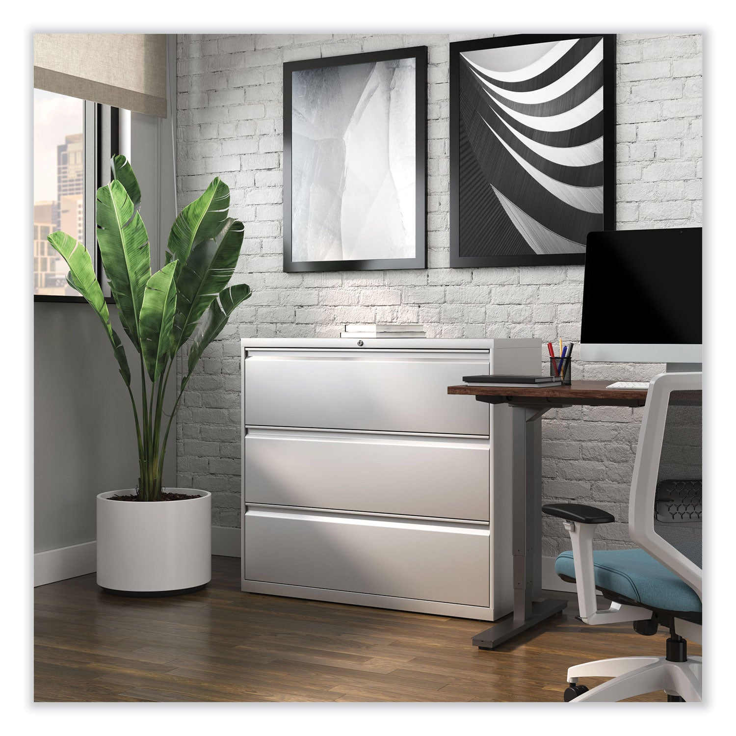 Alera® Lateral File, 3 Legal/Letter/A4/A5-Size File Drawers, Light Gray, 42" x 18.63" x 40.25"