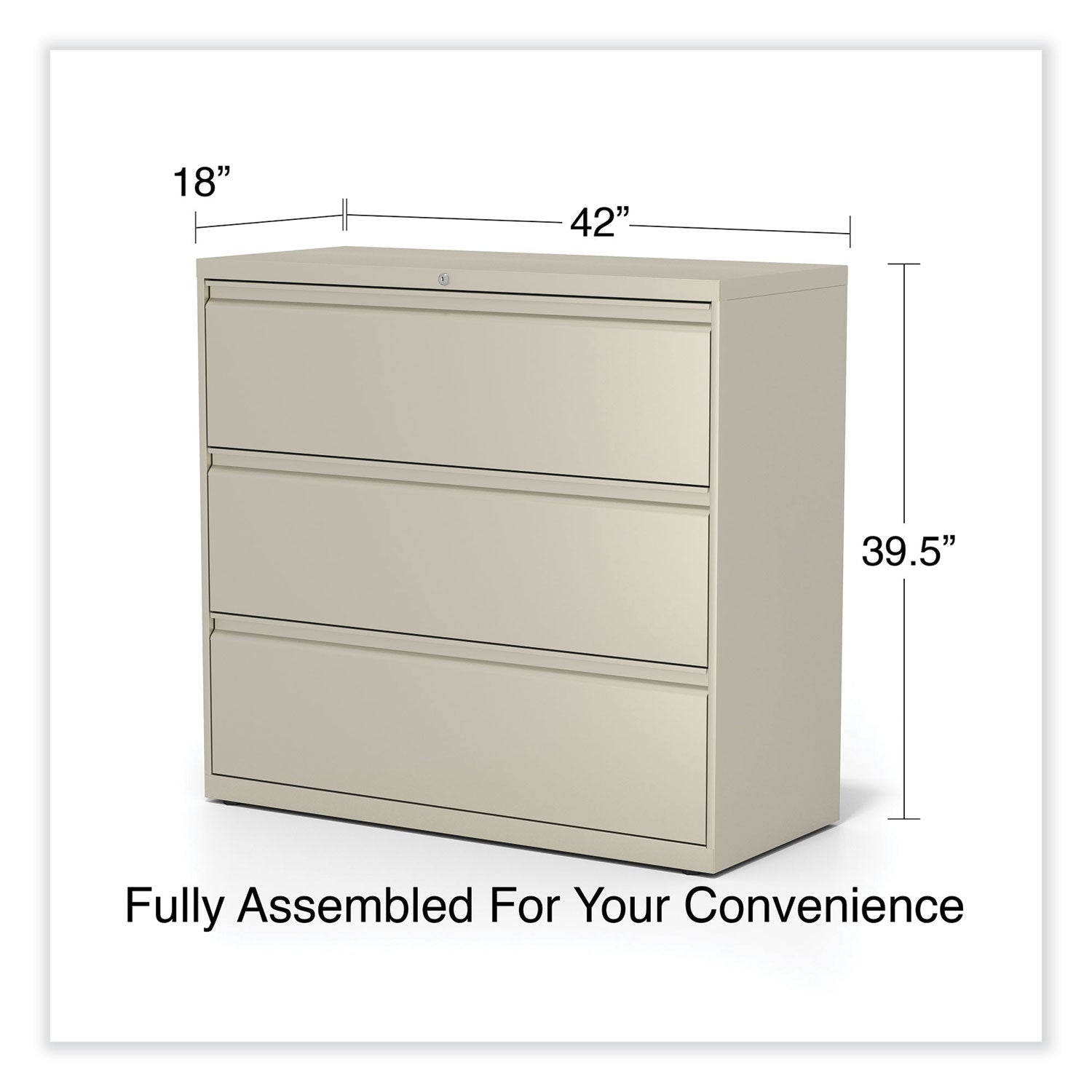 Alera® Lateral File, 3 Legal/Letter/A4/A5-Size File Drawers, Putty, 42" x 18.63" x 40.25"