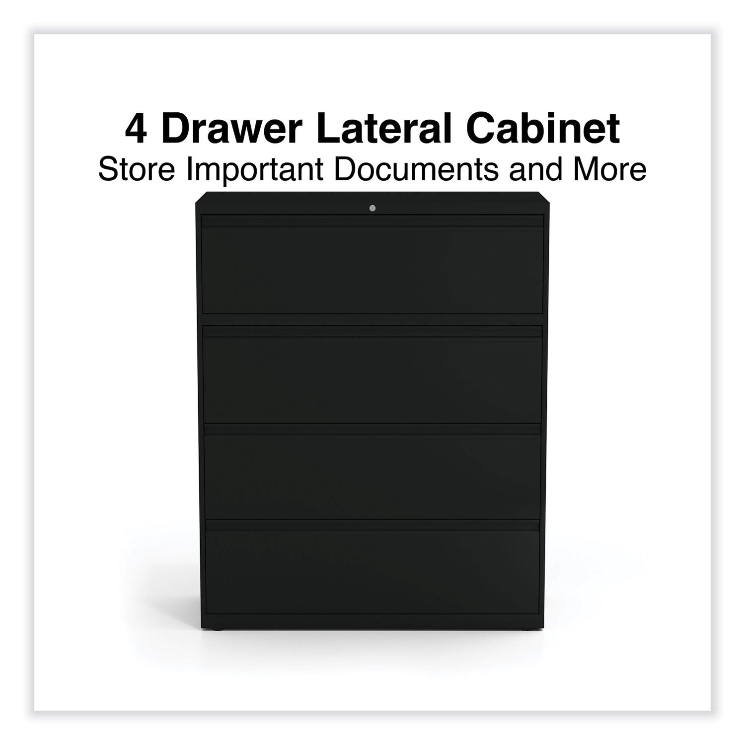 Alera® Lateral File, 4 Legal/Letter-Size File Drawers, Black, 42" x 18.63" x 52.5"