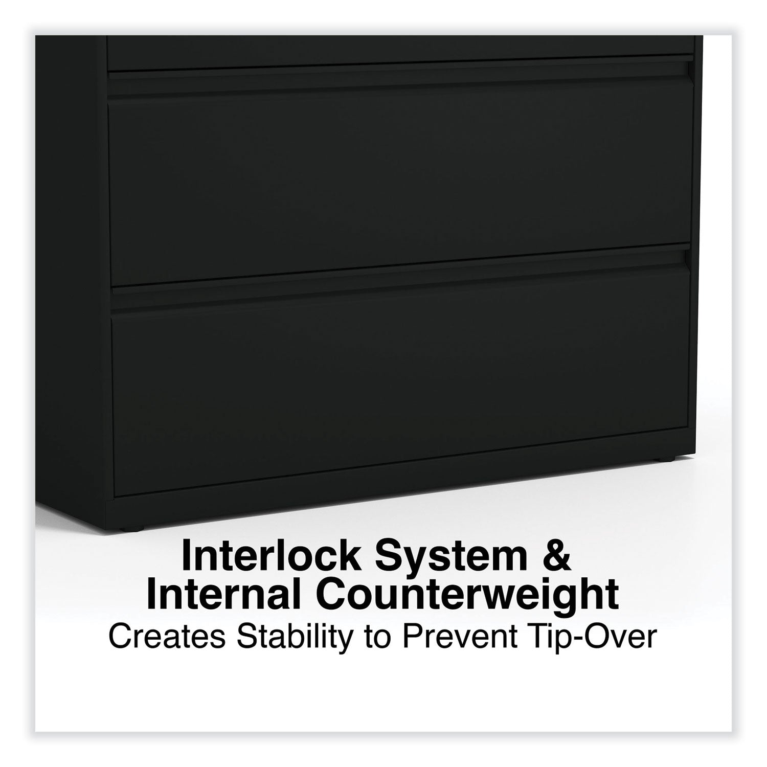 Alera® Lateral File, 4 Legal/Letter-Size File Drawers, Black, 42" x 18.63" x 52.5"