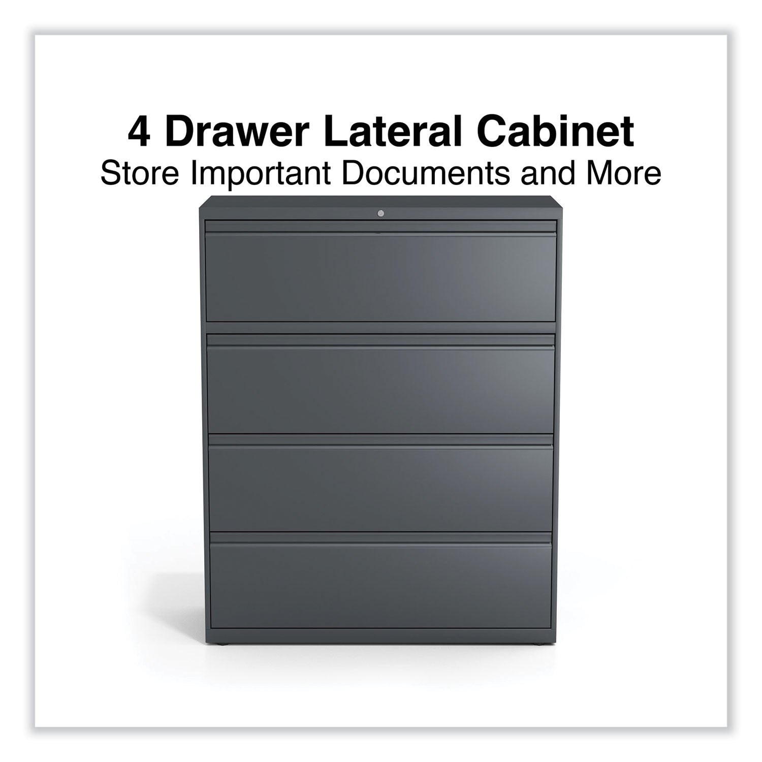 Alera® Lateral File, 4 Legal/Letter/A4/A5-Size File Drawers, Charcoal, 42" x 18.63" x 52.5"