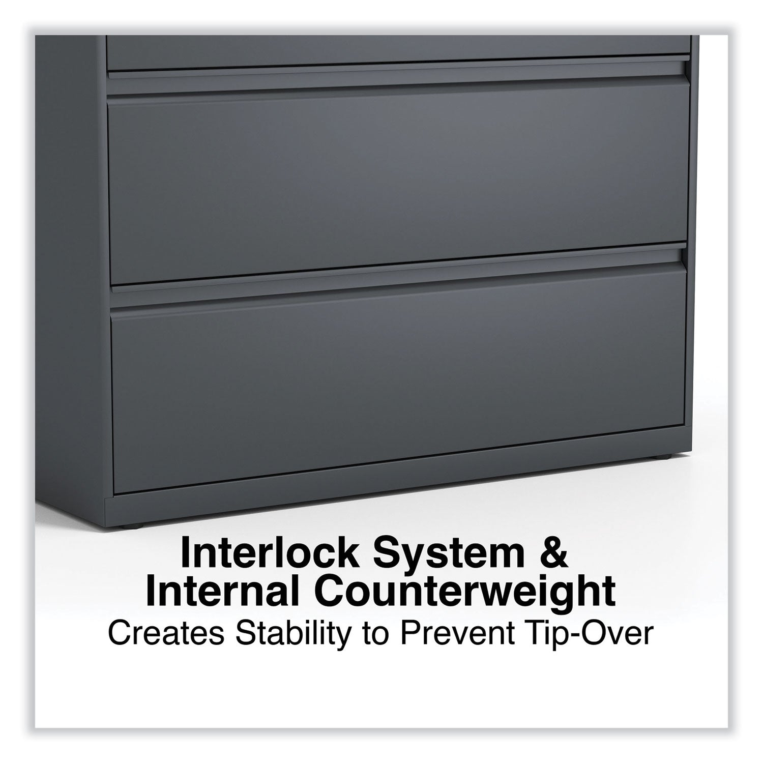 Alera® Lateral File, 4 Legal/Letter/A4/A5-Size File Drawers, Charcoal, 42" x 18.63" x 52.5"