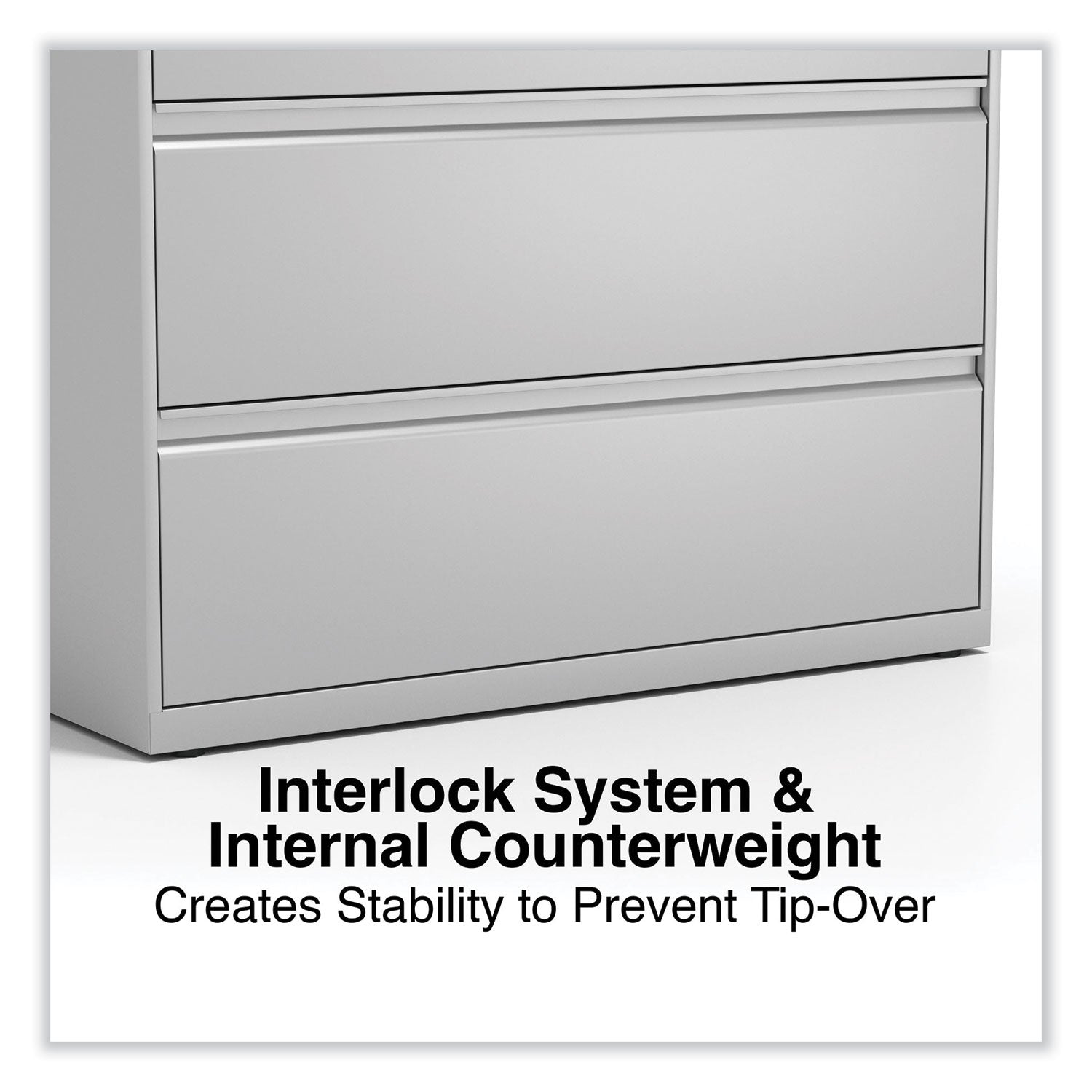 Alera® Lateral File, 4 Legal/Letter-Size File Drawers, Light Gray, 42" x 18.63" x 52.5"