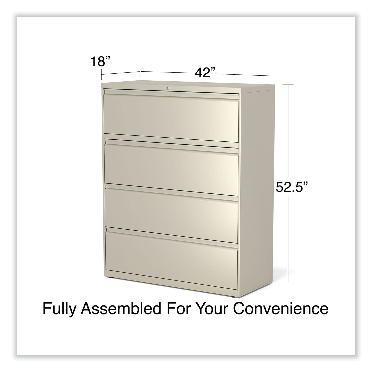 Alera® Lateral File, 4 Legal/Letter-Size File Drawers, Putty, 42" x 18.63" x 52.5"