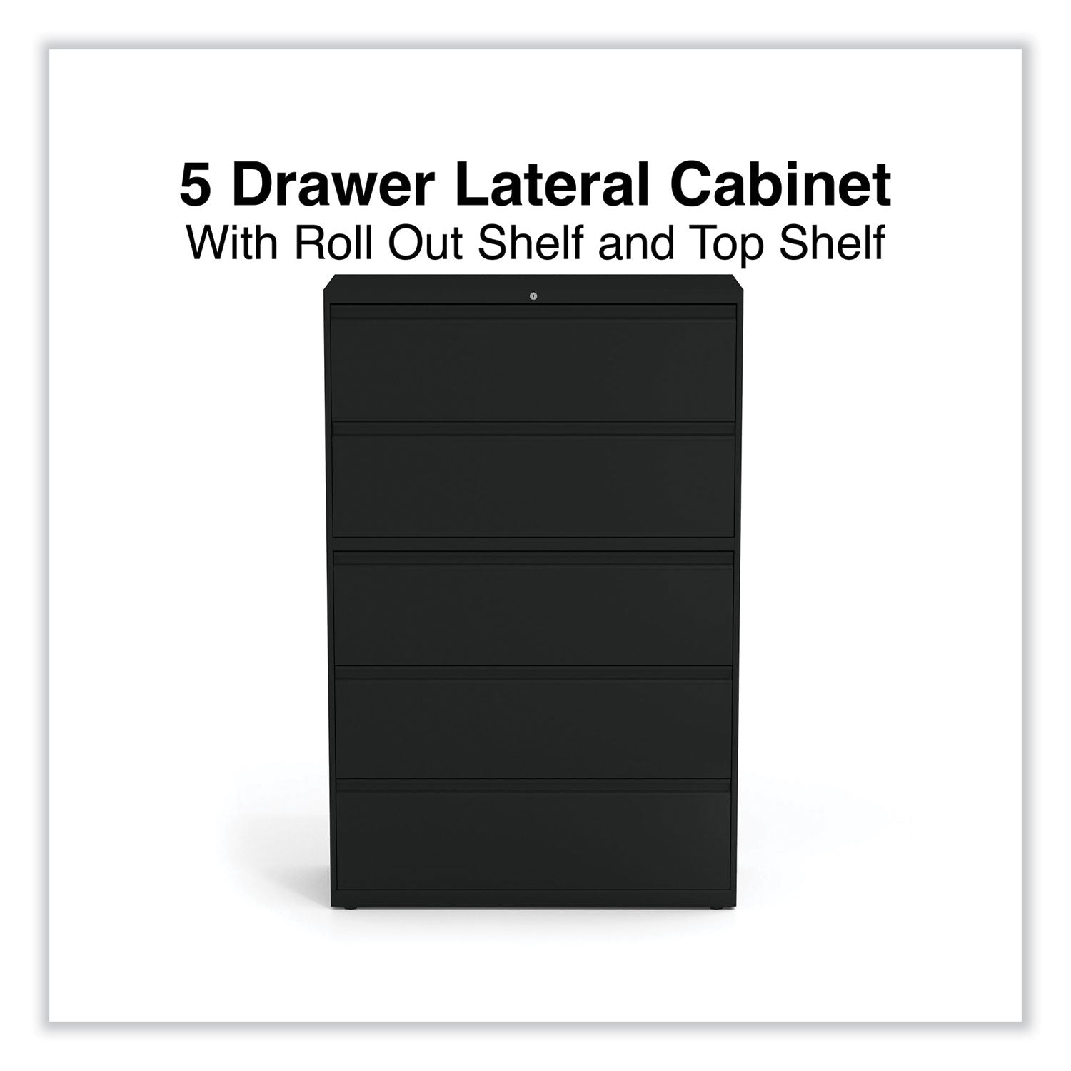 Alera® Lateral File, 5 Legal/Letter/A4/A5-Size File Drawers, Black, 42" x 18.63" x 67.63"