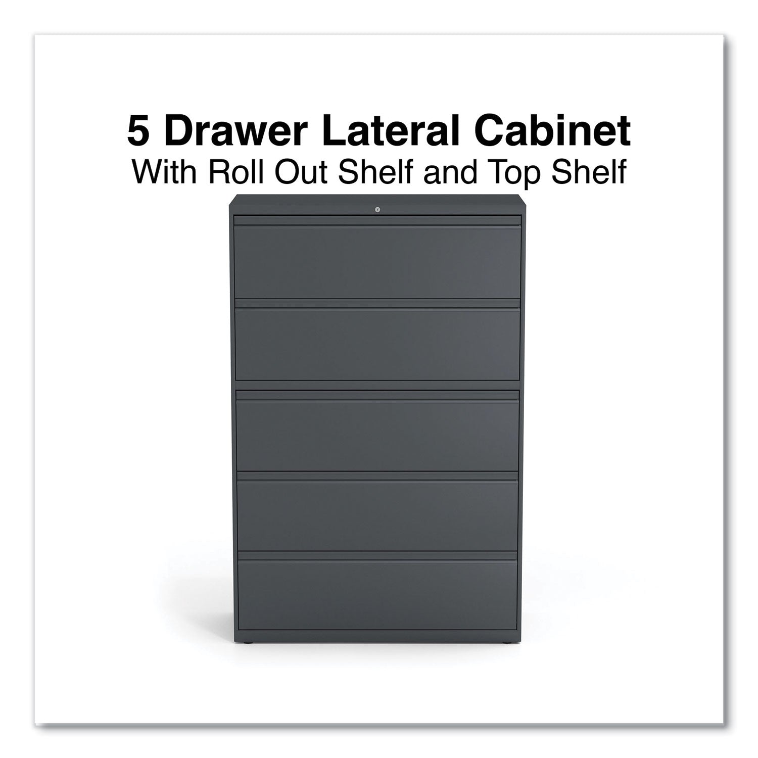 Lateral File, 5 Legal/Letter/A4/A5-Size File Drawers, Charcoal, 42" x 18.63" x 67.63"