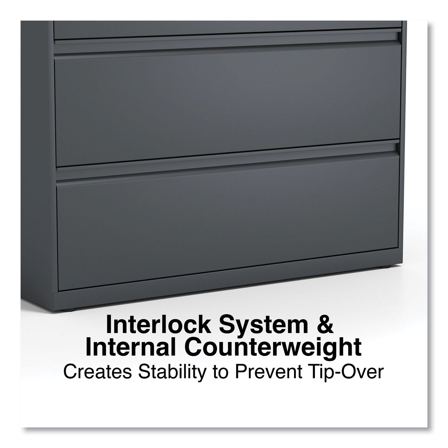 Alera® Lateral File, 5 Legal/Letter/A4/A5-Size File Drawers, Charcoal, 42" x 18.63" x 67.63"