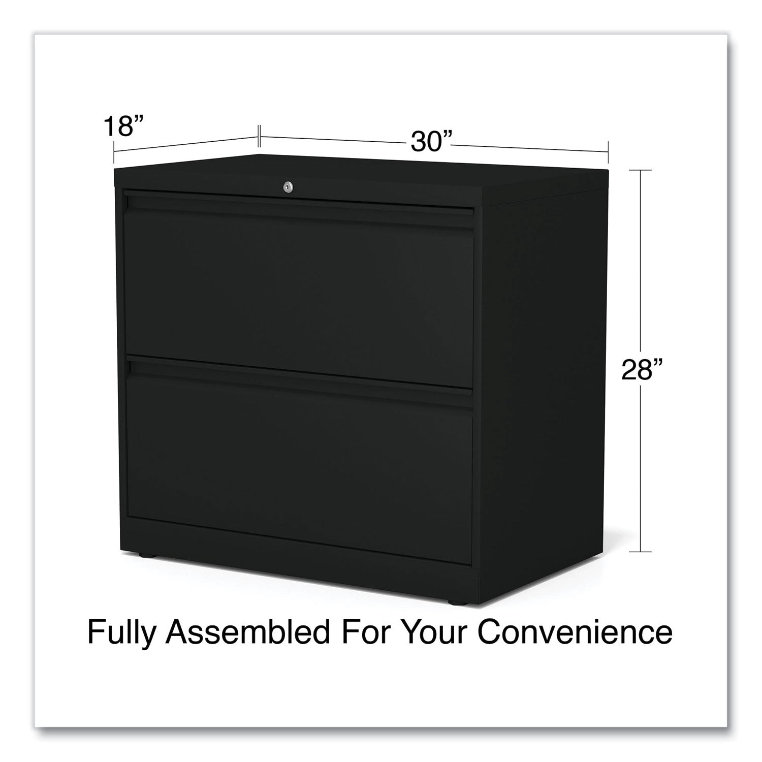 Alera® Lateral File, 2 Legal/Letter-Size File Drawers, Black, 30" x 18.63" x 28"