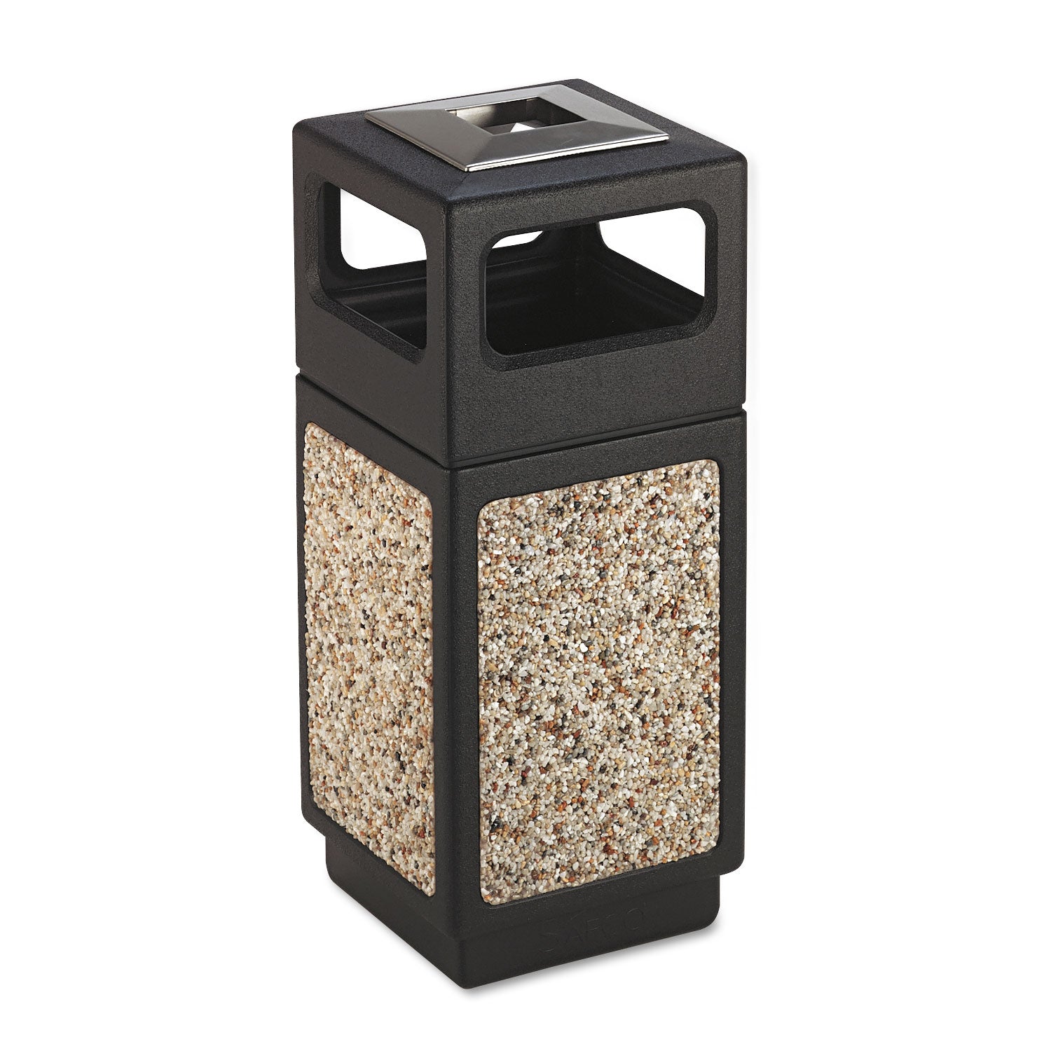 Canmeleon Aggregate Panel Receptacles, 15 gal, Polyethylene/Stainless Steel, Black