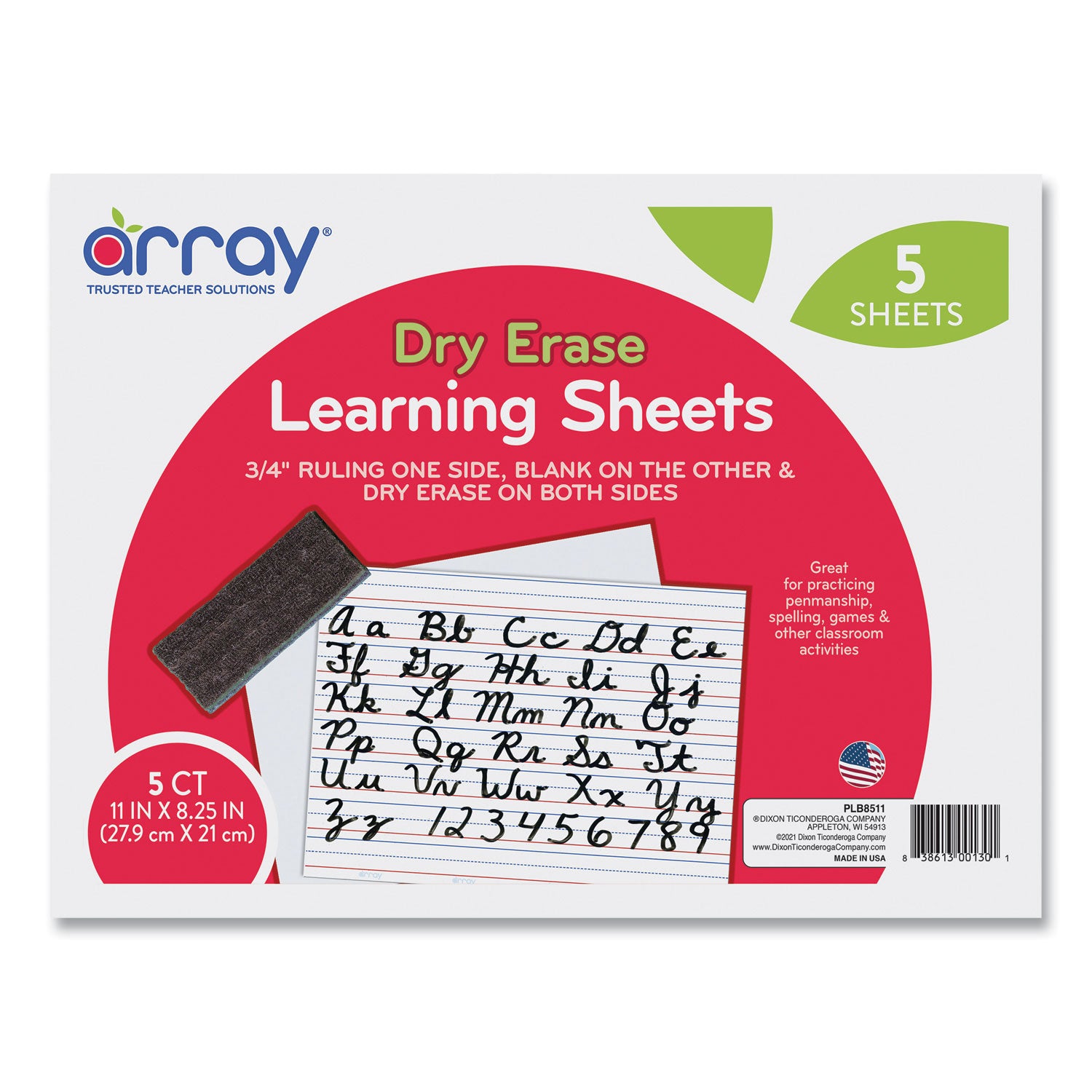 Pacon® GoWrite! Dry Erase Learning Boards, 8.25 x 11, White Surface, 5/Pack