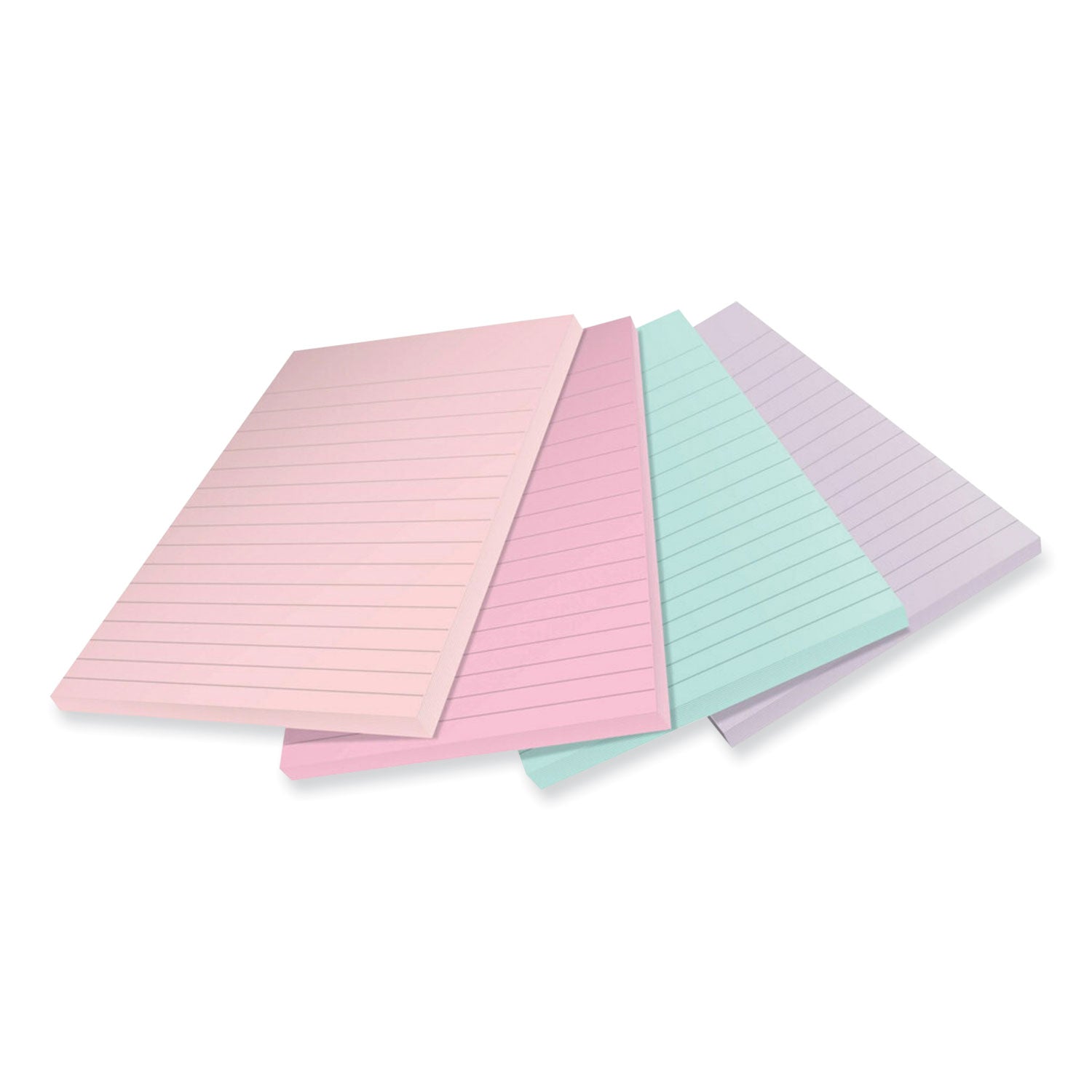 Post-it® Notes Super Sticky 100% Recycled Paper Super Sticky Notes, Ruled, 4" x 6", Wanderlust Pastels, 45 Sheets/Pad, 4 Pads/Pack