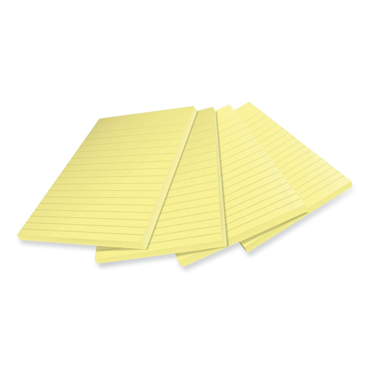 Post-it® Notes Super Sticky 100% Recycled Paper Super Sticky Notes, Ruled, 4" x 6", Canary Yellow, 45 Sheets/Pad, 4 Pads/Pack