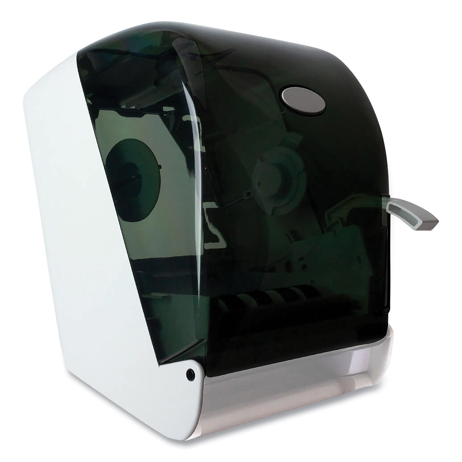 Lever Action Roll Towel Dispenser, 11.25 x 9.5 x 14.38, Transparent