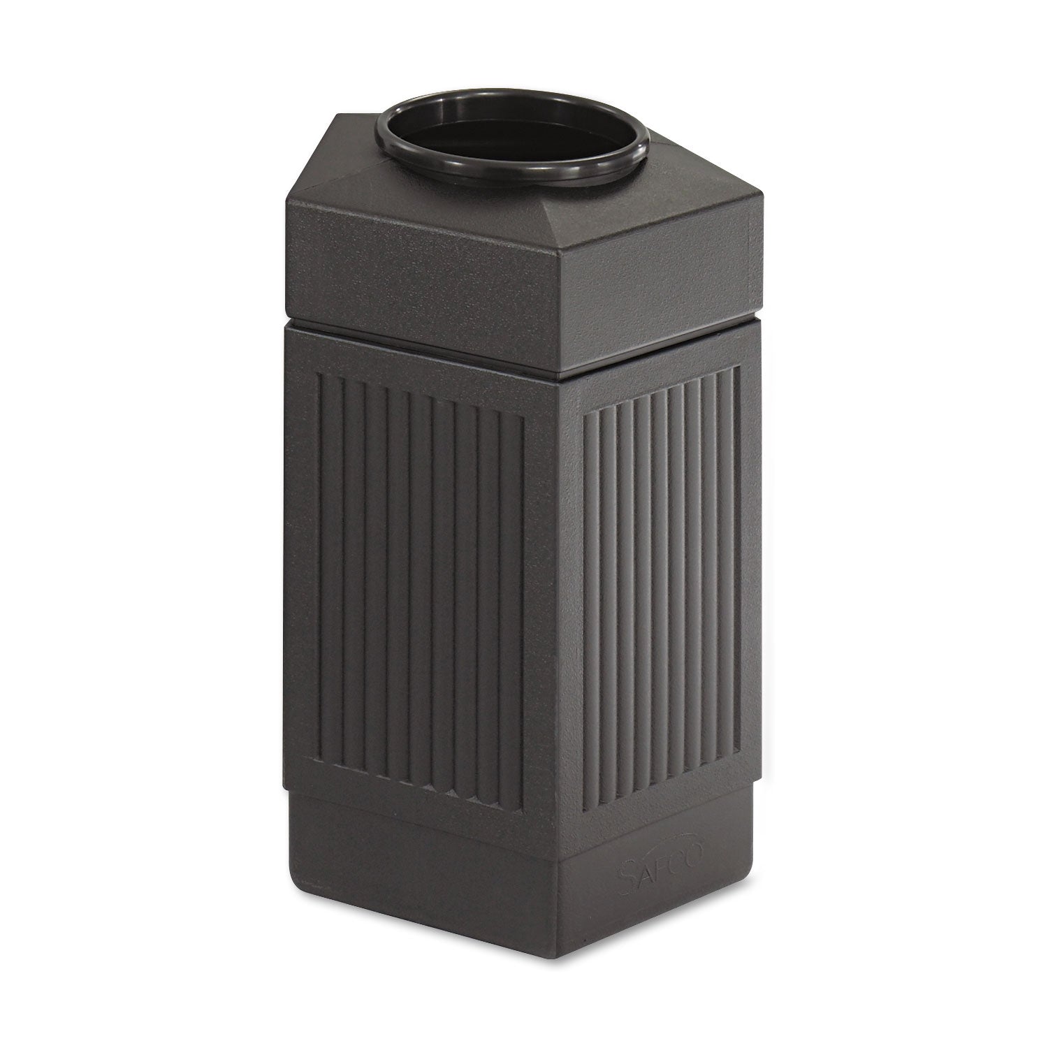 Safco® Canmeleon Indoor/Outdoor Pentagon Receptacle, 30 gal, Polyethylene, Black