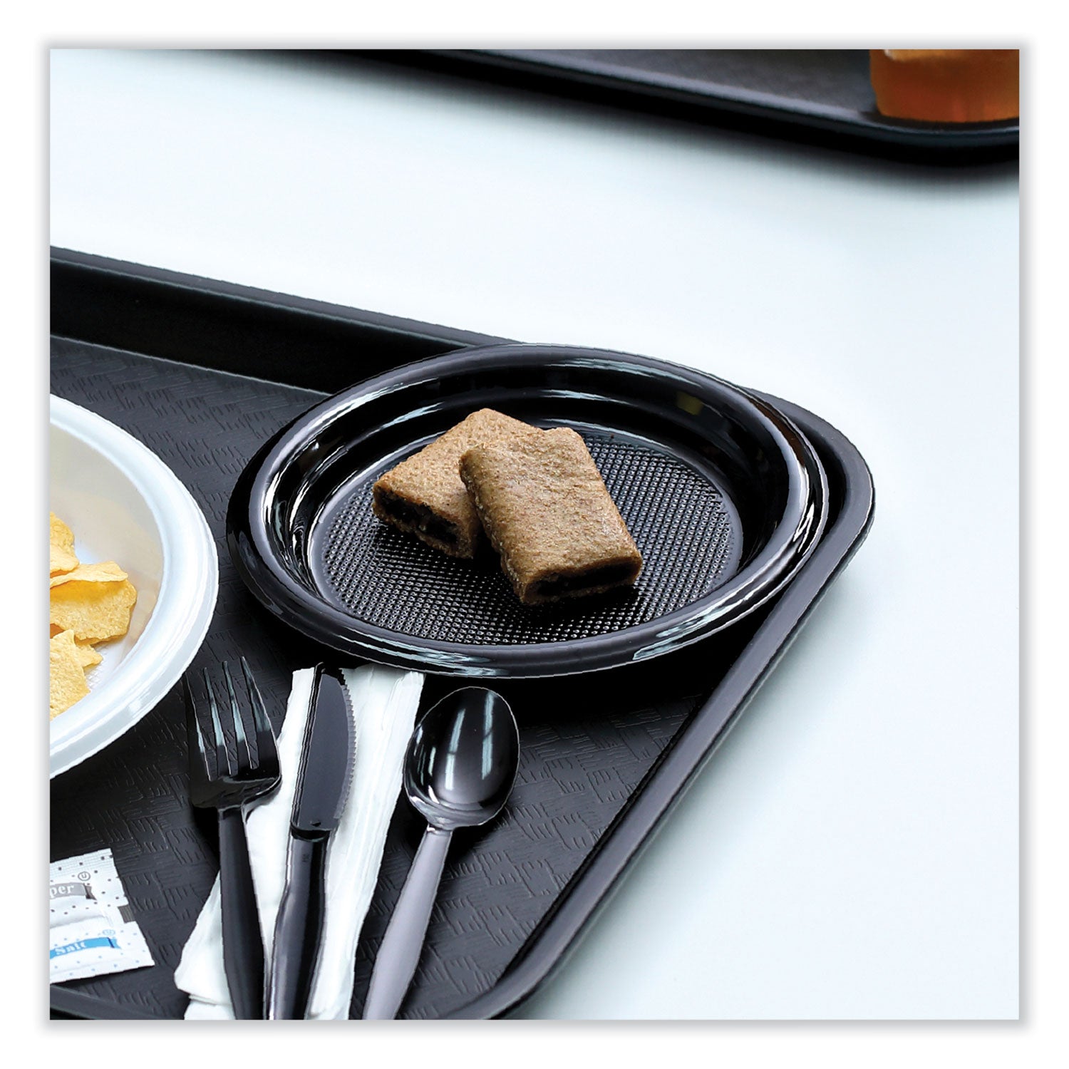 Boardwalk® Hi-Impact Plastic Dinnerware, Plate, 9" dia, Black, 500/Carton