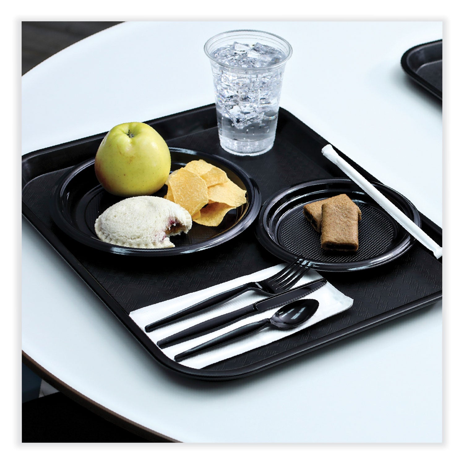 Boardwalk® Hi-Impact Plastic Dinnerware, Plate, 9" dia, Black, 500/Carton