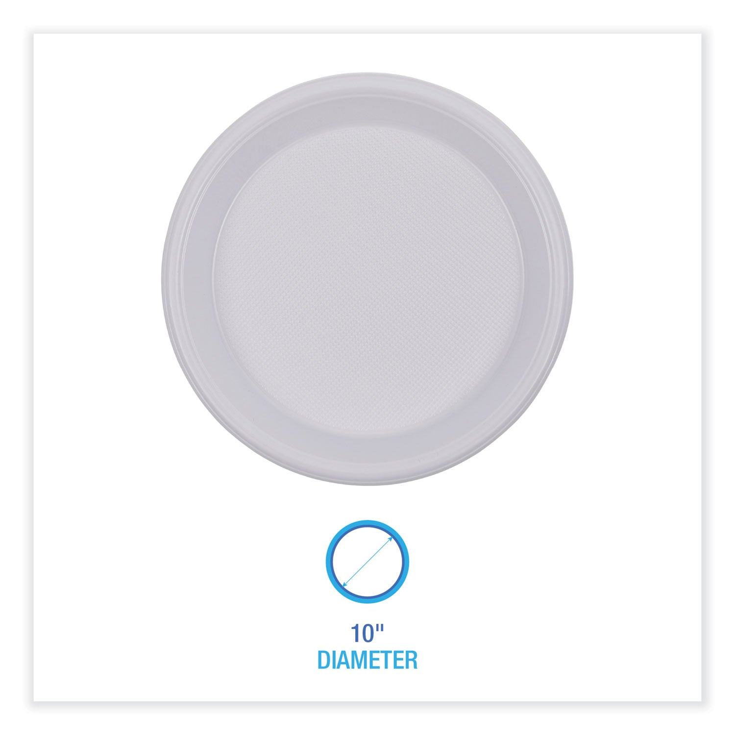 Boardwalk® Hi-Impact Plastic Dinnerware, Plate, 10" dia, White, 500/Carton