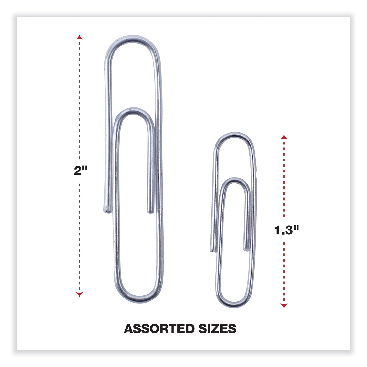 Universal® Plastic-Coated Paper Clips with Two-Compartment Dispenser Tub, (750) #2 Clips, (250) Jumbo Clips, Silver