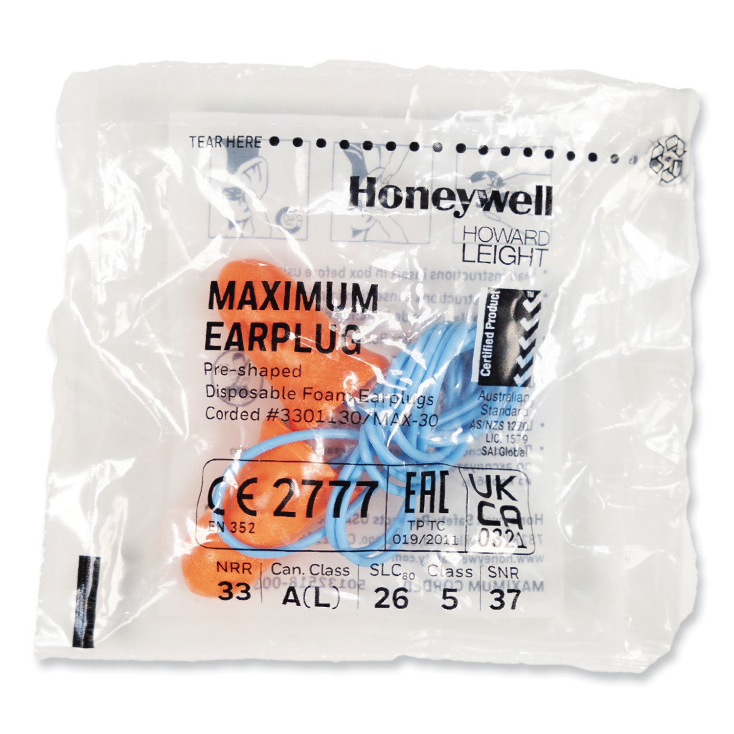 MAXIMUM Single-Use Earplugs, Corded, 33NRR, Coral, 100 Pairs Howard Leight® by Honeywell Flipcost