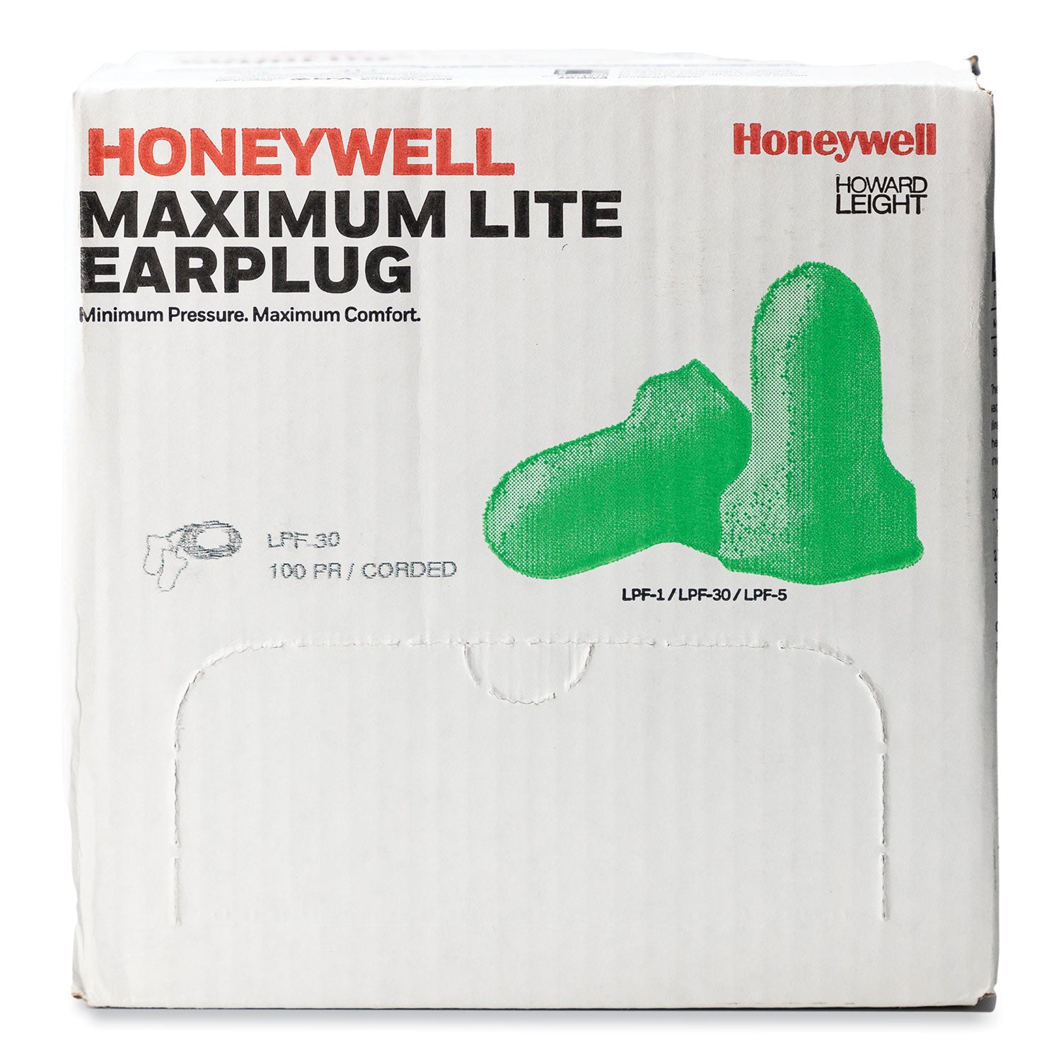 Howard Leight® by Honeywell MAXIMUM Lite Single-Use Earplugs, Corded, 30NRR, Green, 100 Pairs