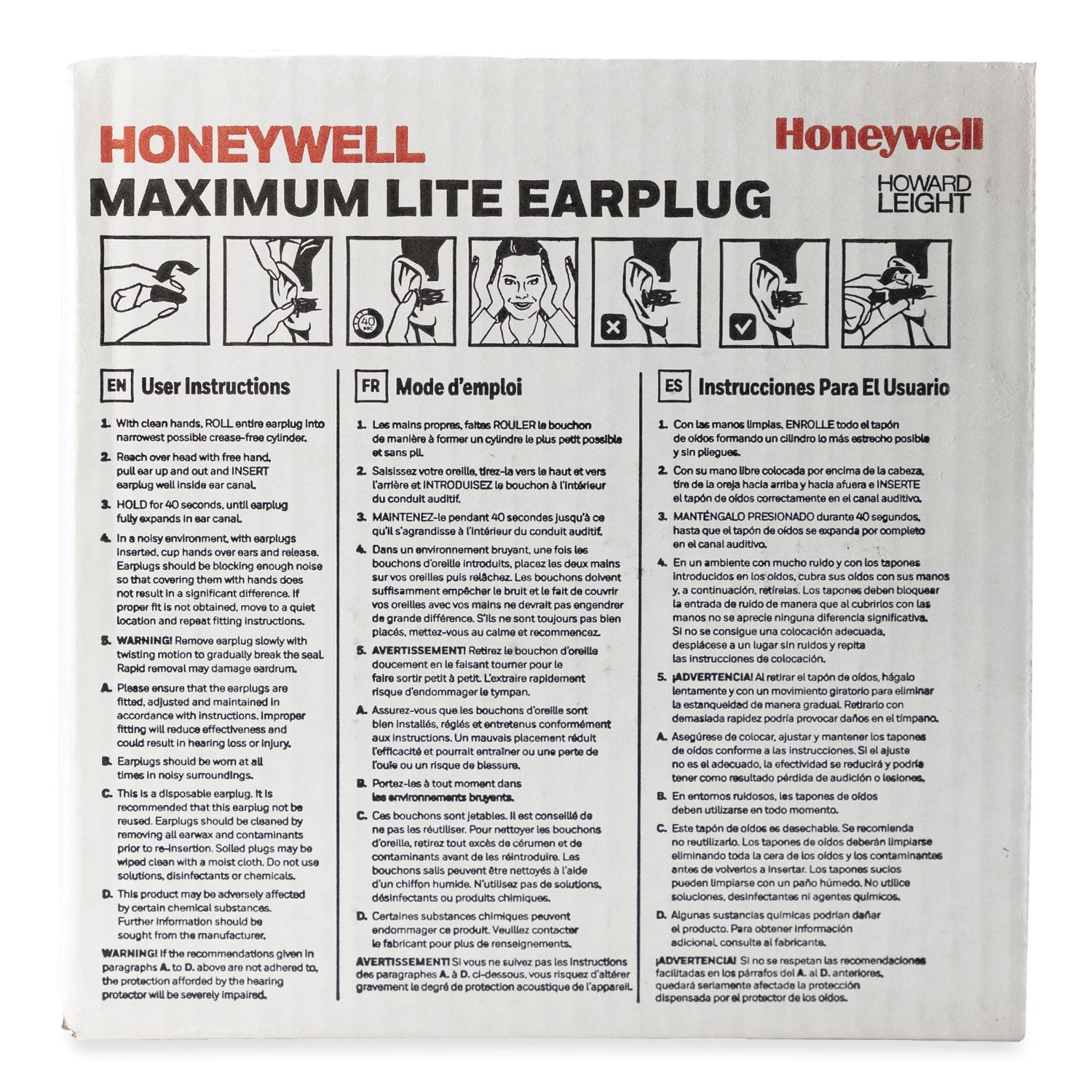 Howard Leight® by Honeywell MAXIMUM Lite Single-Use Earplugs, Corded, 30NRR, Green, 100 Pairs