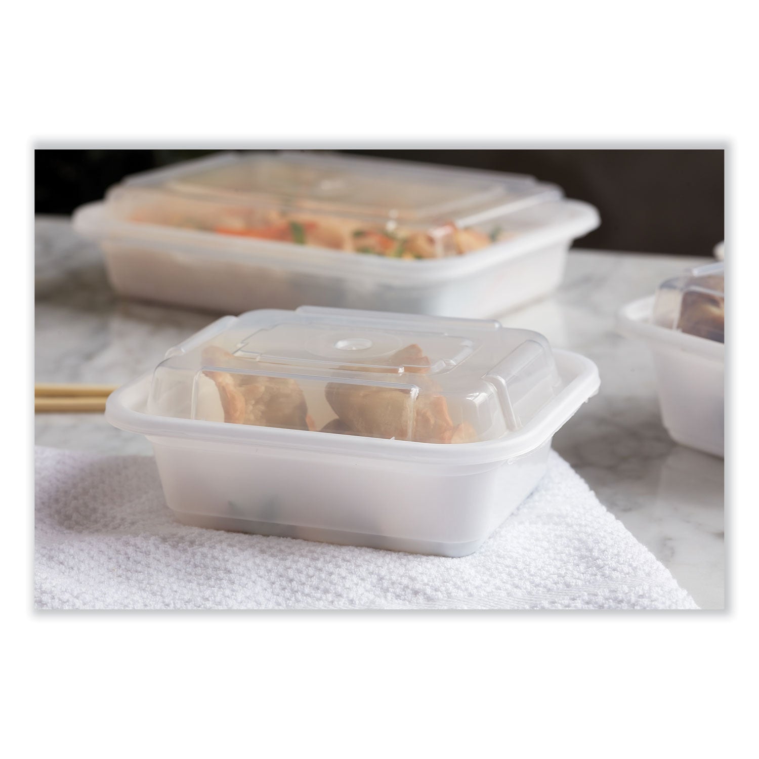 Pactiv Evergreen Newspring VERSAtainer Microwavable Containers, Rectangular, 12 oz, 4.5 x 5.5 x 2.12, White/Clear, Plastic, 150/Carton