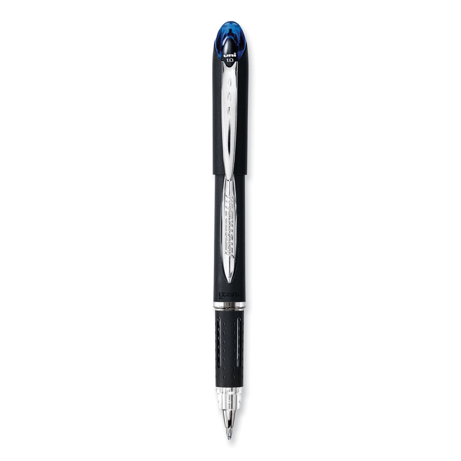 Jetstream Stick Hybrid Gel Pen, Bold 1 mm, Blue Ink, Black/Silver/Blue Barrel