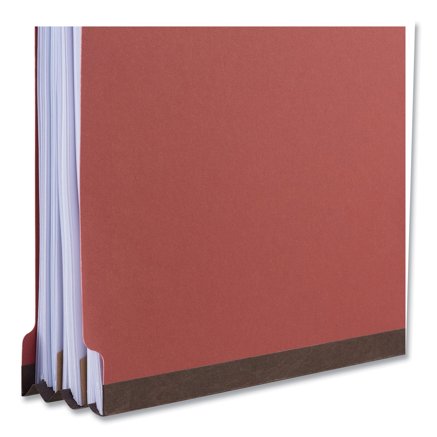 Universal® Bright Colored Pressboard Classification Folders, 2" Expansion, 1 Divider, 4 Fasteners, Legal Size, Ruby Red Exterior, 10/Box