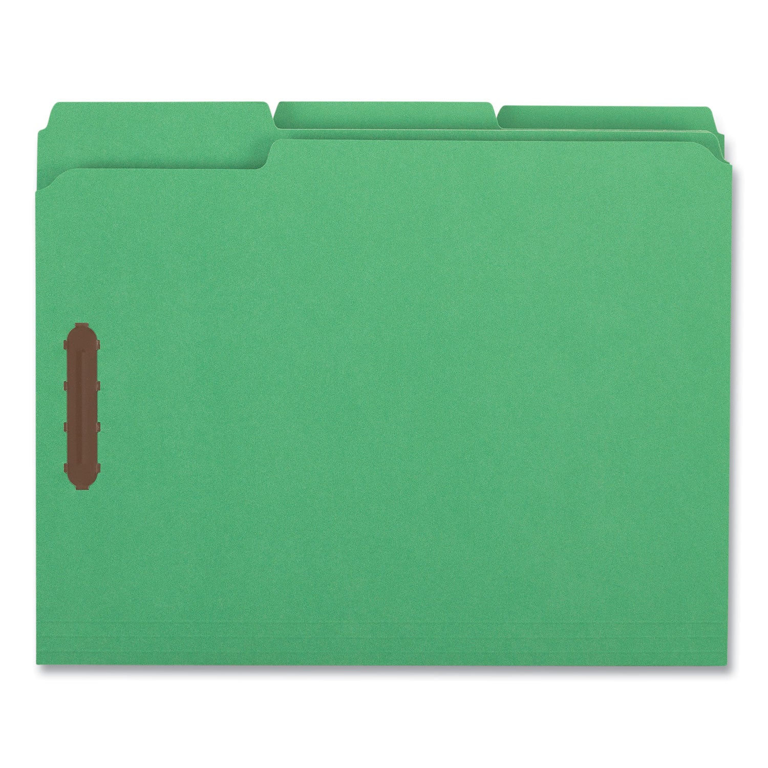 Universal® Deluxe Reinforced Top Tab Fastener Folders, 0.75" Expansion, 2 Fasteners, Letter Size, Green Exterior, 50/Box