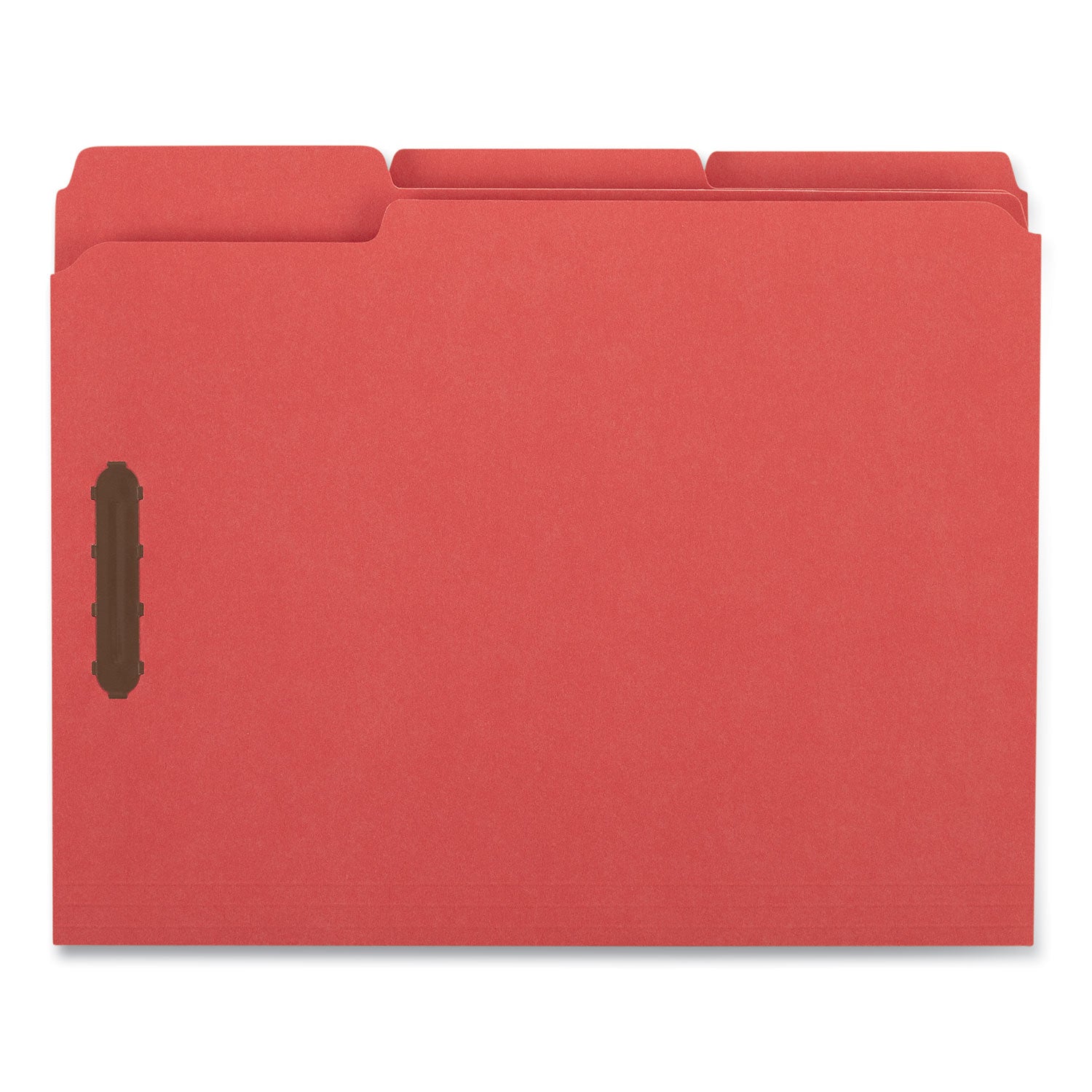 Universal® Deluxe Reinforced Top Tab Fastener Folders, 0.75" Expansion, 2 Fasteners, Letter Size, Red Exterior, 50/Box