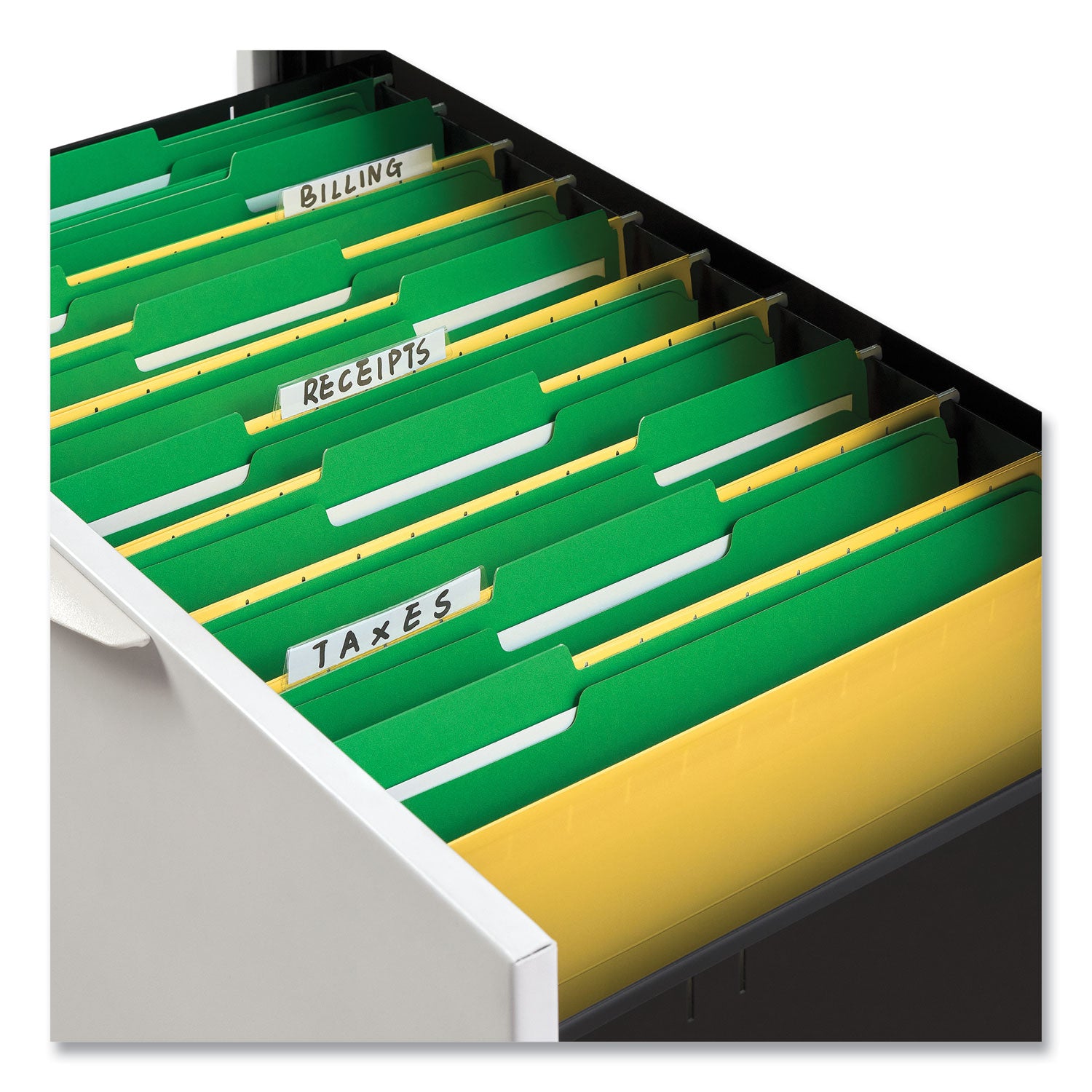 Universal® Deluxe Reinforced Top Tab Fastener Folders, 0.75" Expansion, 2 Fasteners, Legal Size, Green Exterior, 50/Box