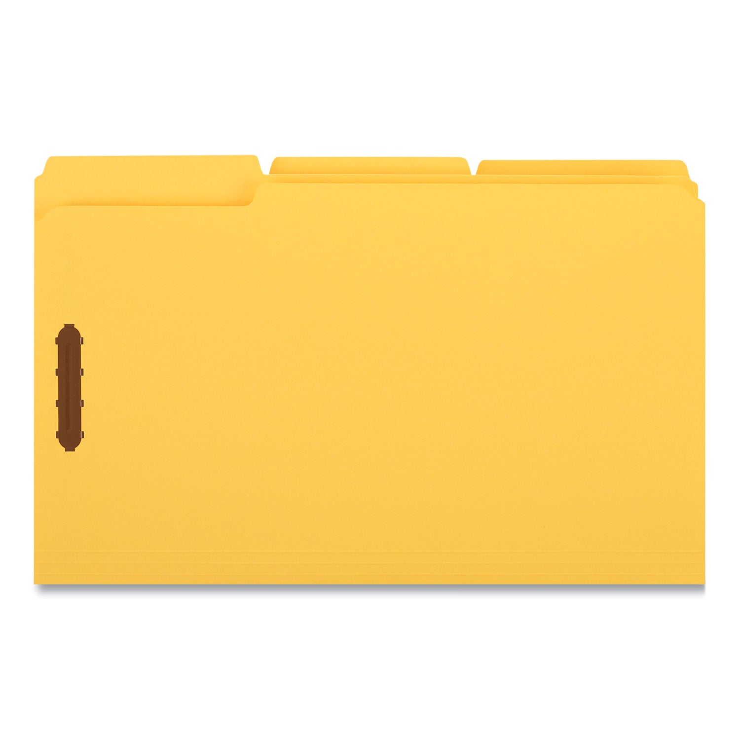 Universal® Deluxe Reinforced Top Tab Fastener Folders, 0.75" Expansion, 2 Fasteners, Legal Size, Yellow Exterior, 50/Box