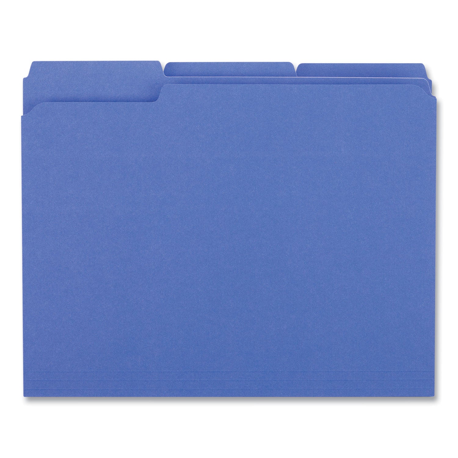 Universal® Reinforced Top-Tab File Folders, 1/3-Cut Tabs: Assorted, Letter Size, 1" Expansion, Blue, 100/Box