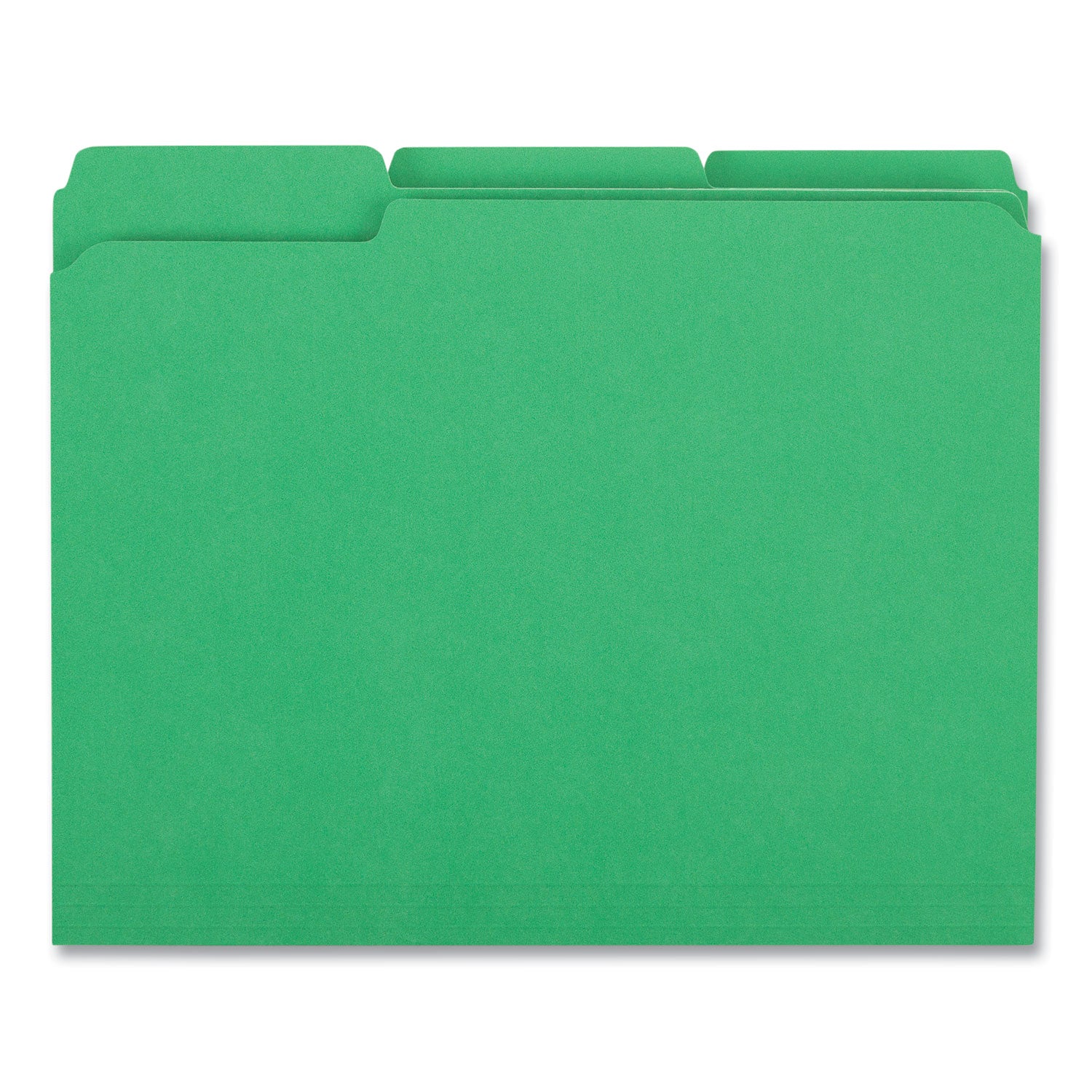 Universal® Reinforced Top-Tab File Folders, 1/3-Cut Tabs: Assorted, Letter Size, 1" Expansion, Green, 100/Box