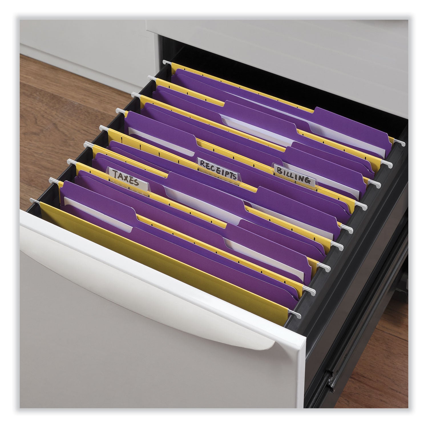 Universal® Reinforced Top-Tab File Folders, 1/3-Cut Tabs: Assorted, Letter Size, 1" Expansion, Violet, 100/Box