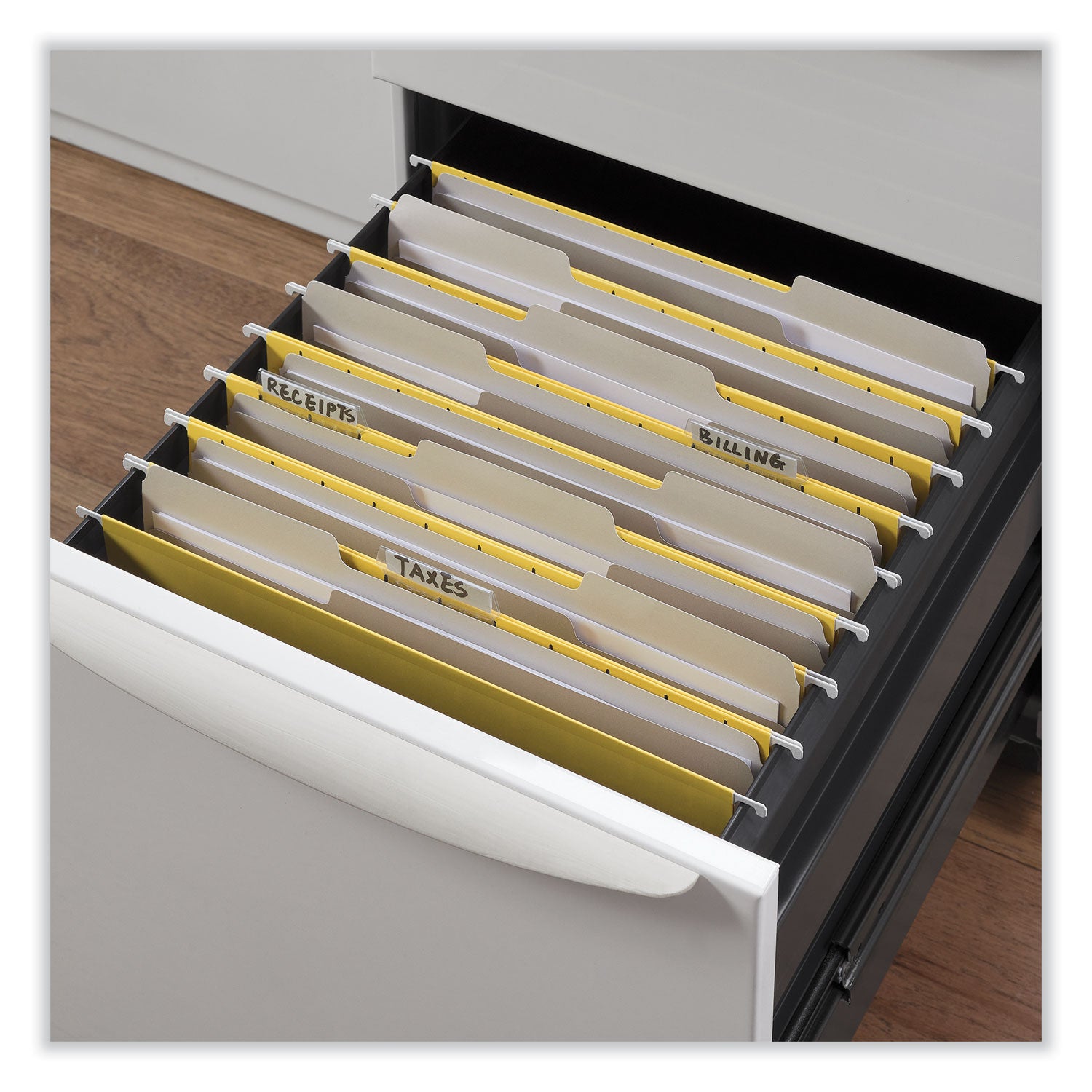 Universal® Top Tab File Folders, 1/3-Cut Tabs: Assorted, Letter Size, 0.75" Expansion, Gray, 100/Box