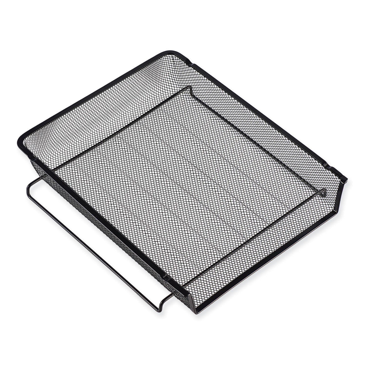 Deluxe Mesh Stacking Side Load Tray, 1 Section, Legal Size Files, 17"" x 10.88"" x 2.5"", Black - Flipcost
