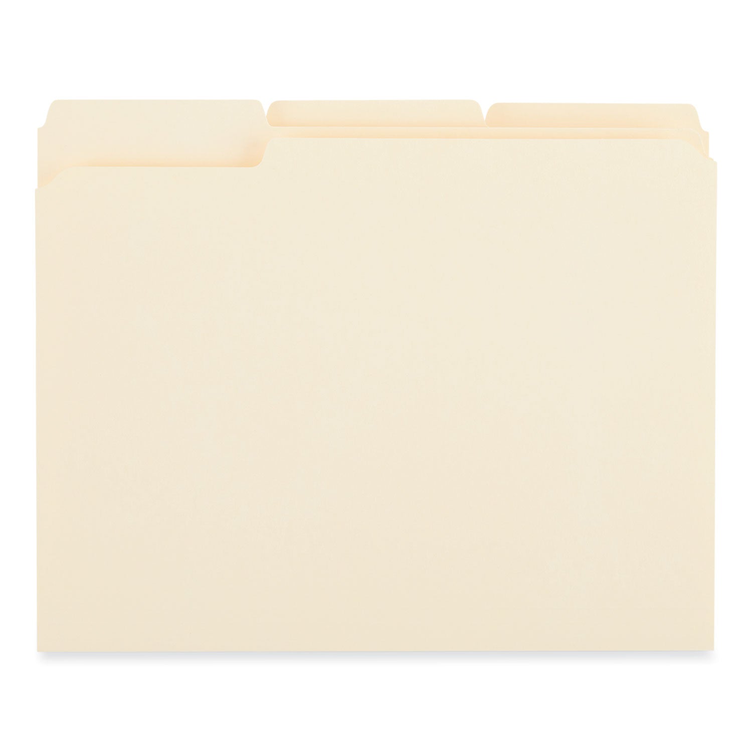 Universal® Reinforced Top Tab File Folders, 1/3-Cut Tabs: Assorted, Letter Size, 0.75" Expansion, Manila, 250/Carton